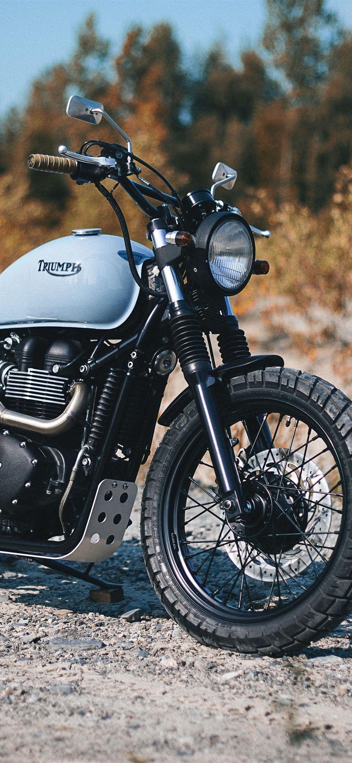 1125x2436 Retro Motorcycle, Trees 1242x2688 IPhone 11 Pro XS Max Wallpaper