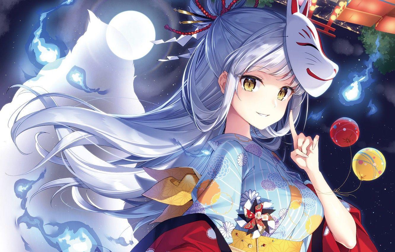 1332x850 Wallpaper look, anime, mask, art, girl image for desktop, section сёдзё