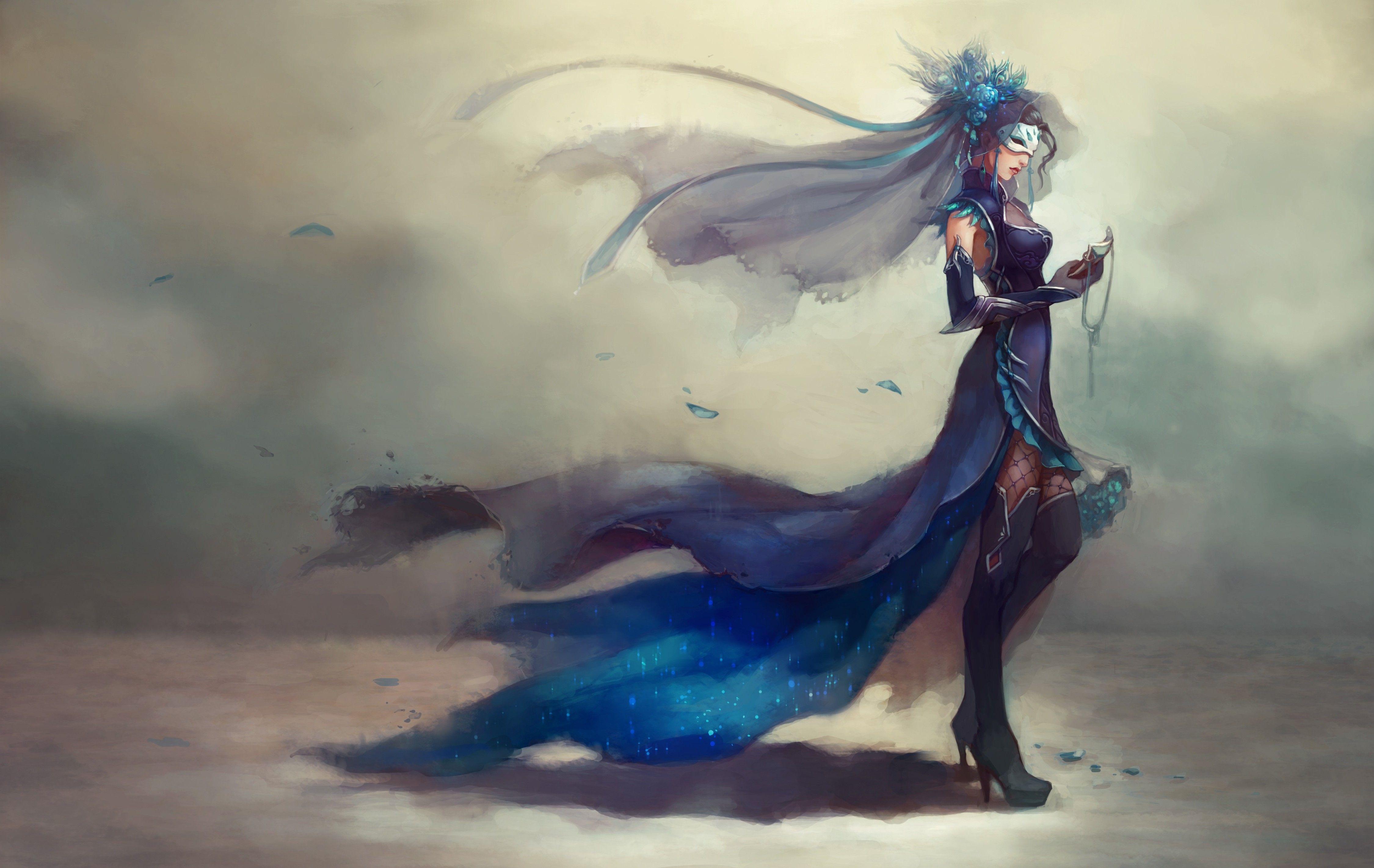 4500x2844 anime, Anime Girls, Mask, Dress Wallpaper HD / Desktop and Mobile