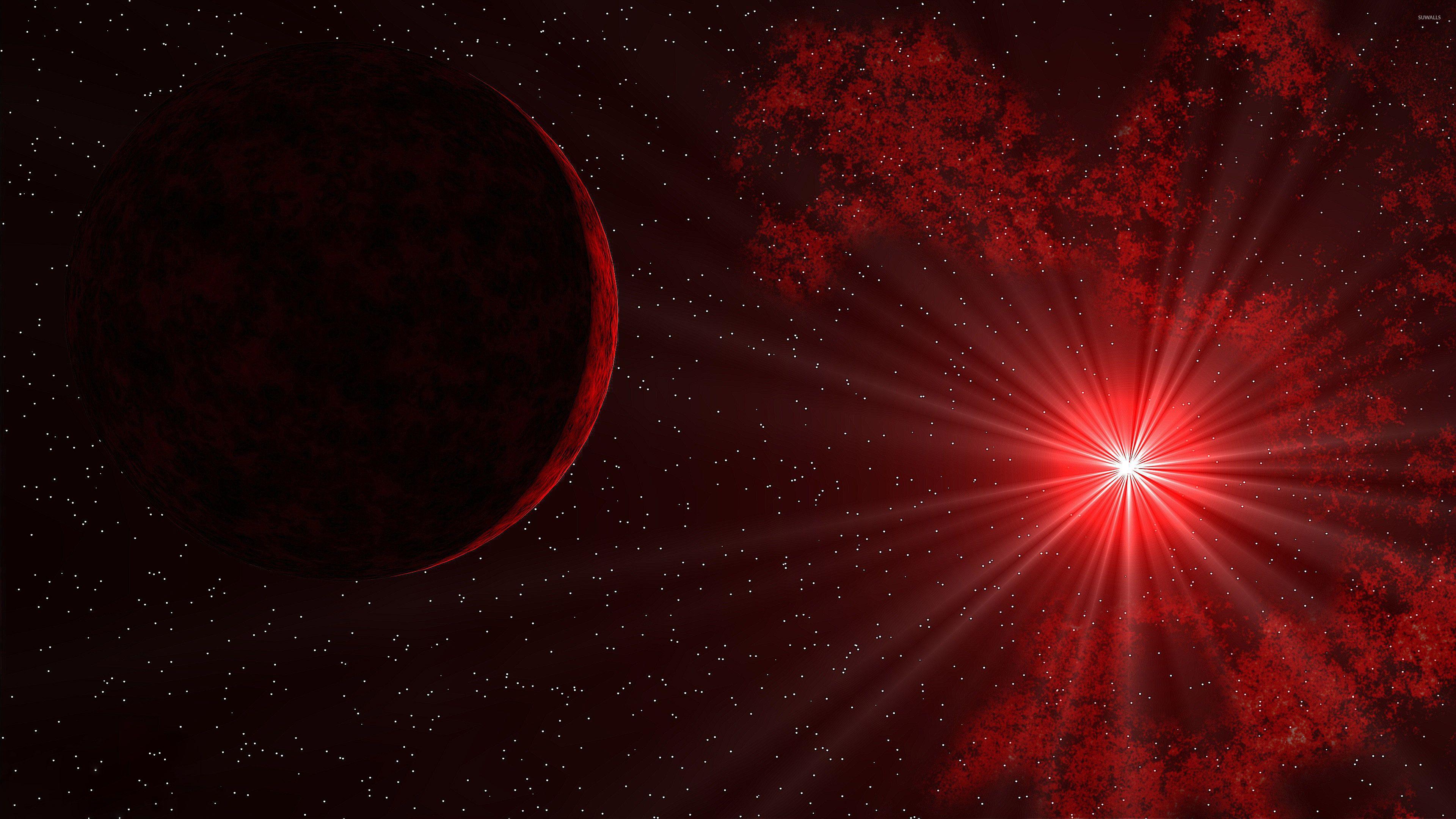 3840x2160 Sunlight through red space wallpaper wallpaper