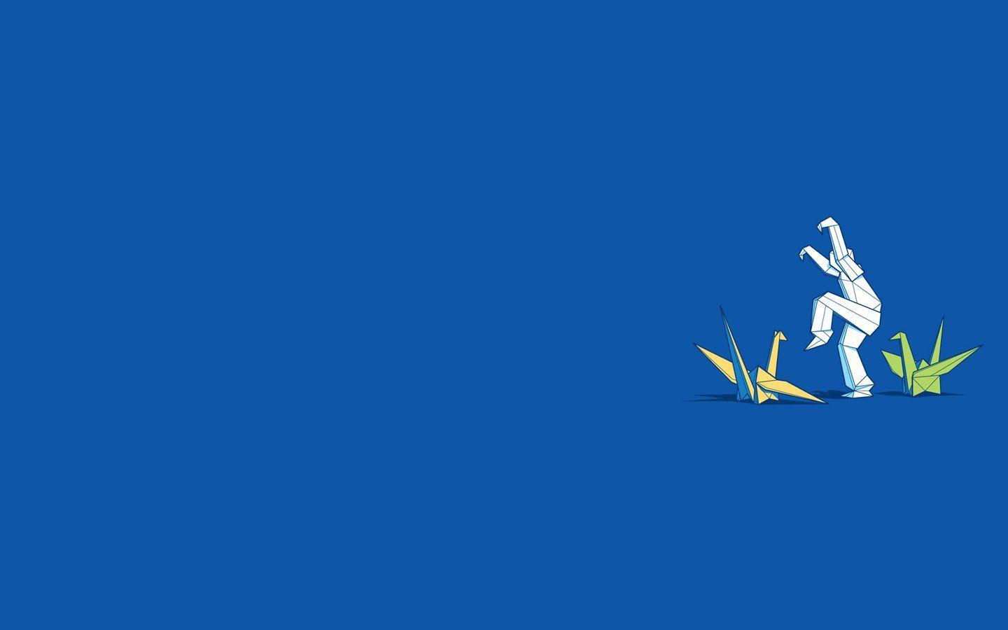 1440x900 Blue minimalistic origami funny swans blue background wallpaper