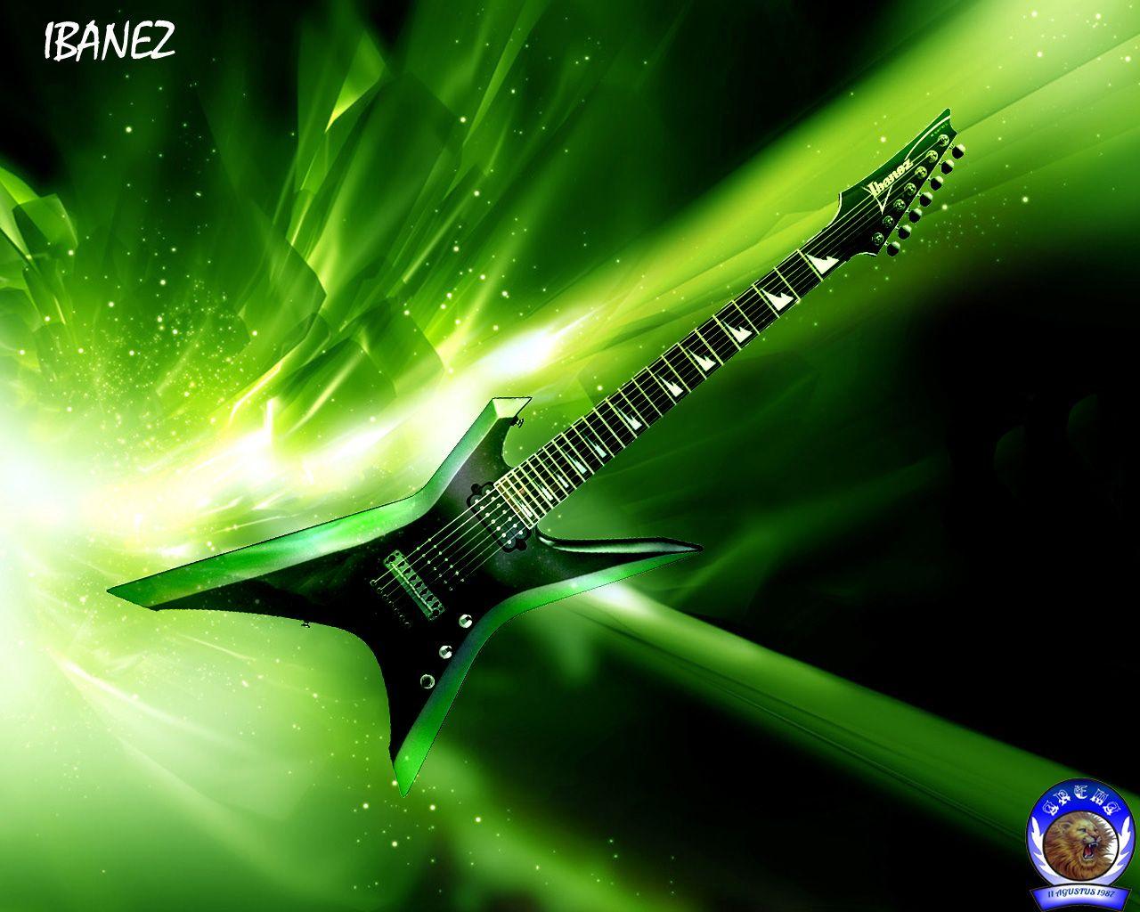 green electric guitar wallpaper