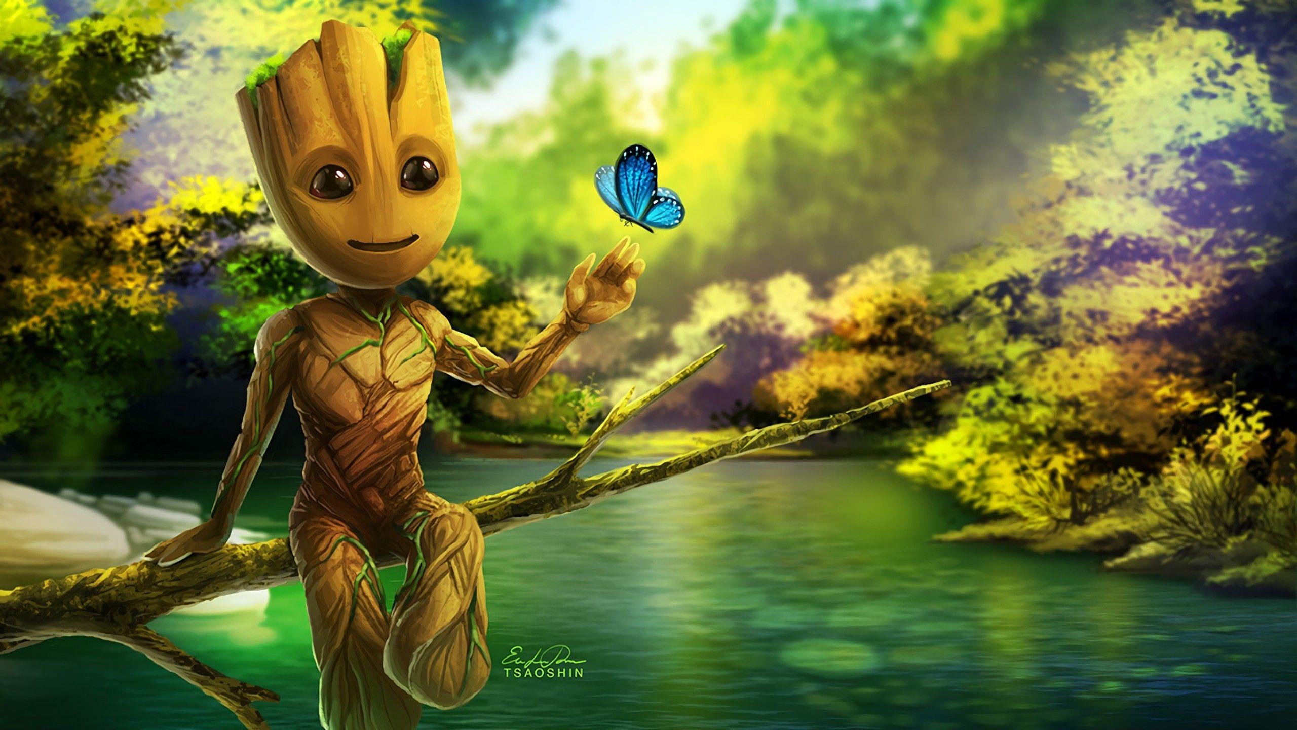 2560x1440 Wallpaper Baby Groot, Artwork, Guardians of the Galaxy Vol 2