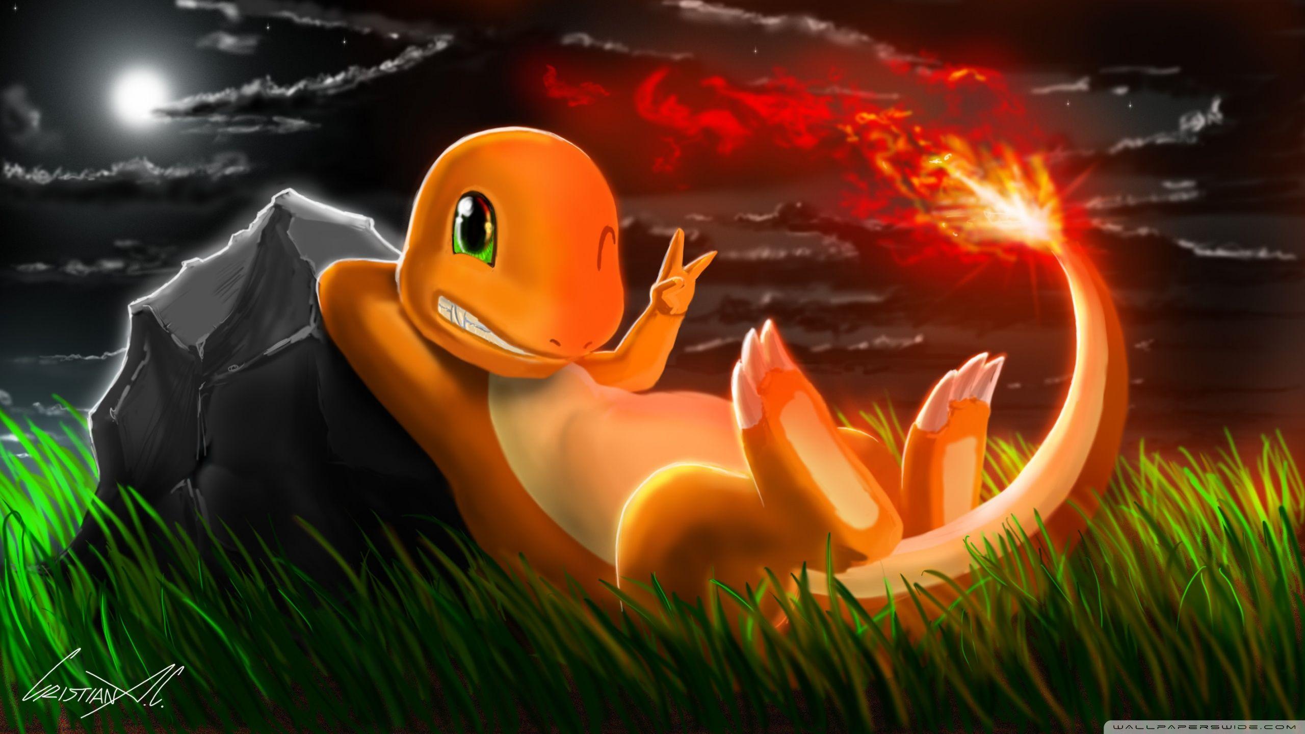 2560x1440 Chillin' Charmander HD Anime Pokémon Wallpaperx1440