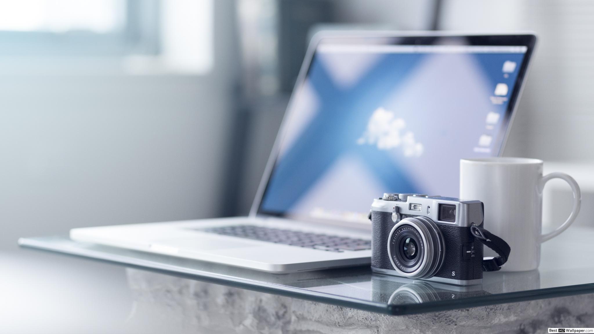 2048x1152 Laptop and camera HD wallpaper download