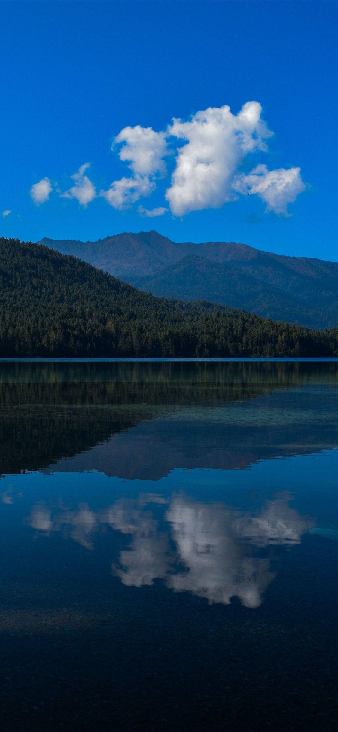 1125x2436 Rara Lake, clear water, reflection, blue sky, Nepal 1242x2688