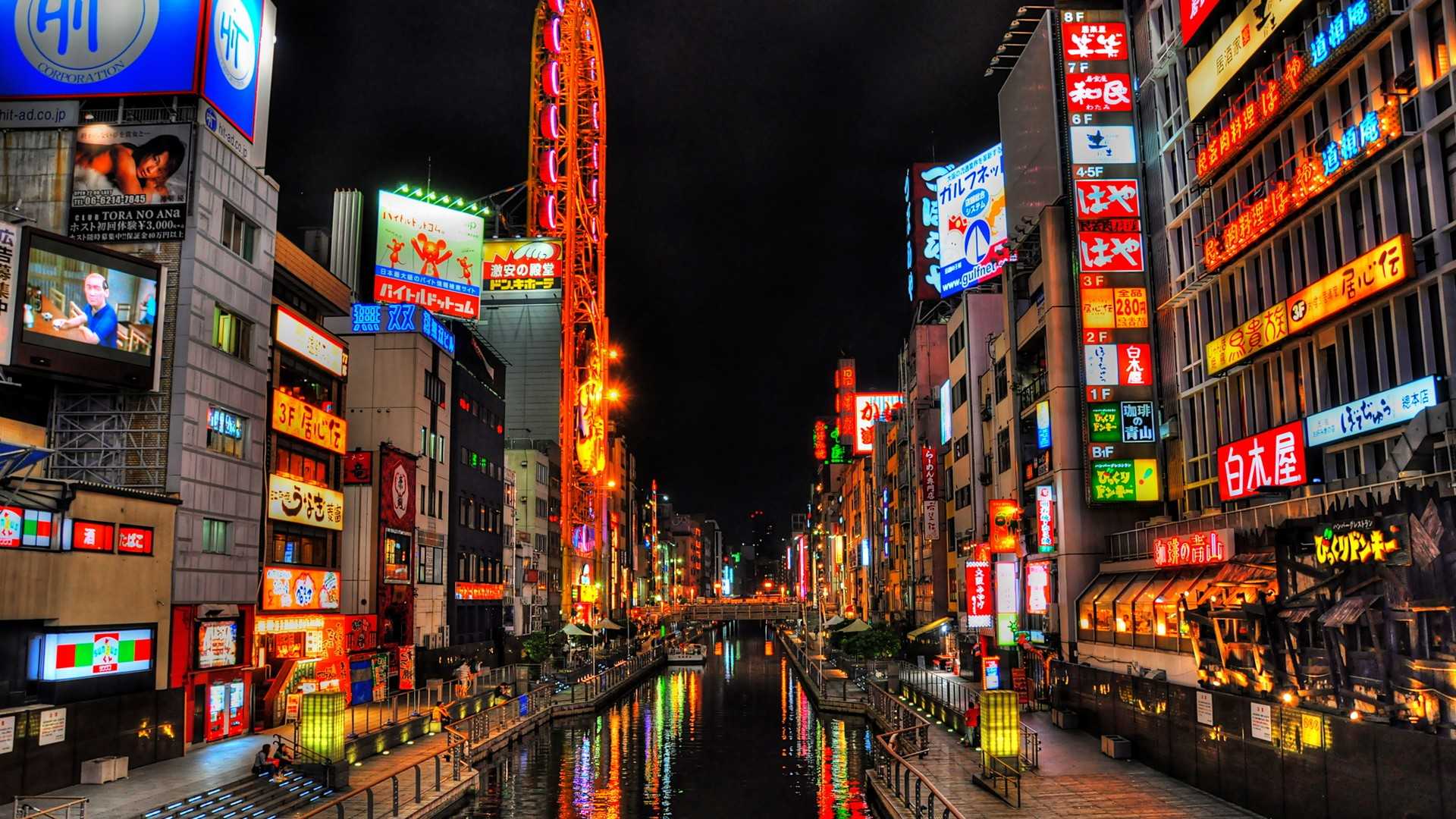 1920x1080 Japan Landscapes Cityscapes Streets Architecture Osaka Asia Hdr