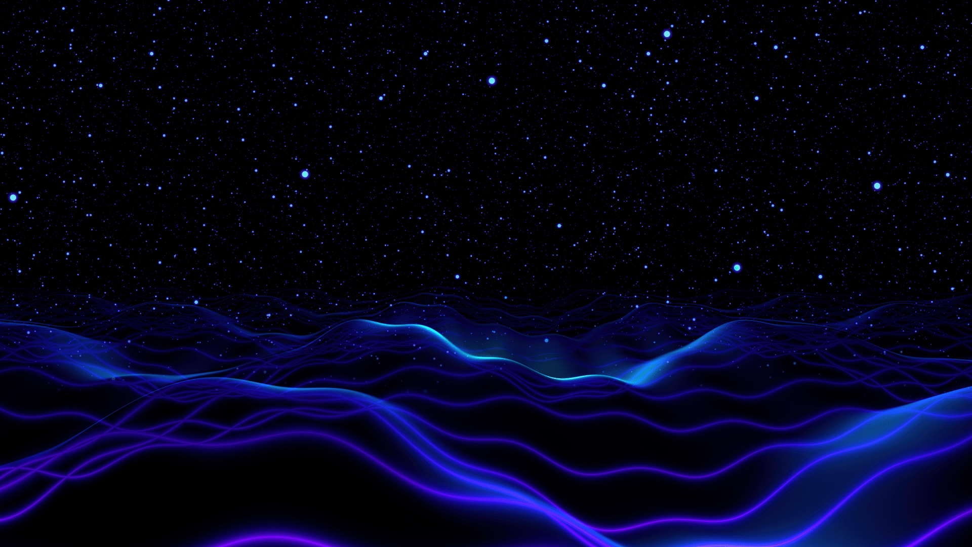 1920x1080 Night sky Wallpaper 4K, Surreal, Blue waves, Digital Art