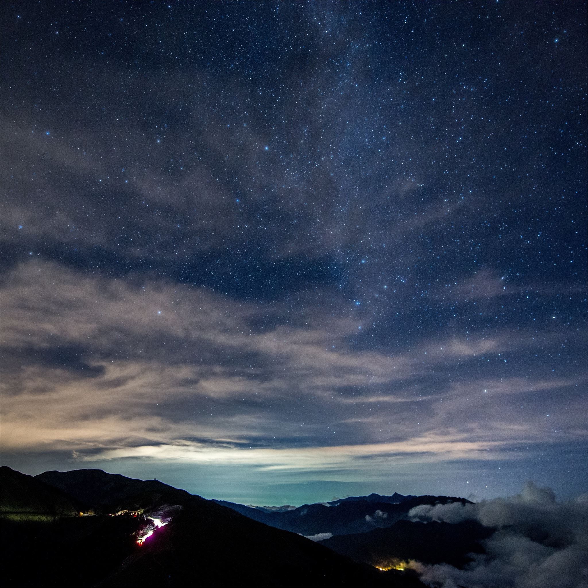 2048x2048 dark sky stars night outdoors night sky starry 8k iPad Air Wallpaper Free Download