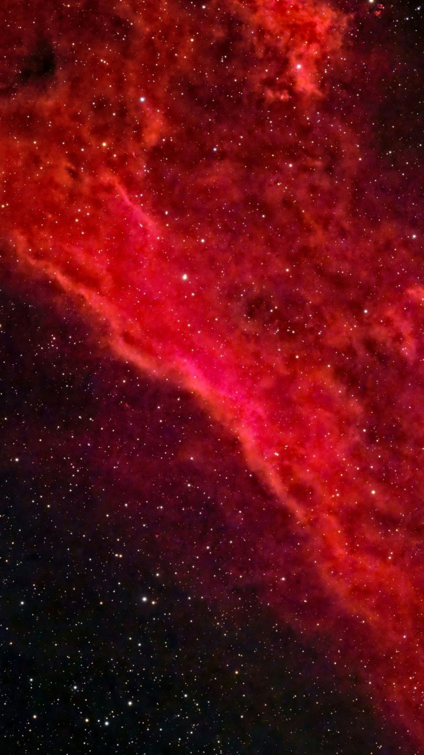 1440x2560 Vivid Image Of The California Nebula, Glowing In Deep Red Hues Amidst A Star Filled Night Sky 4K HD Space Wallpaper