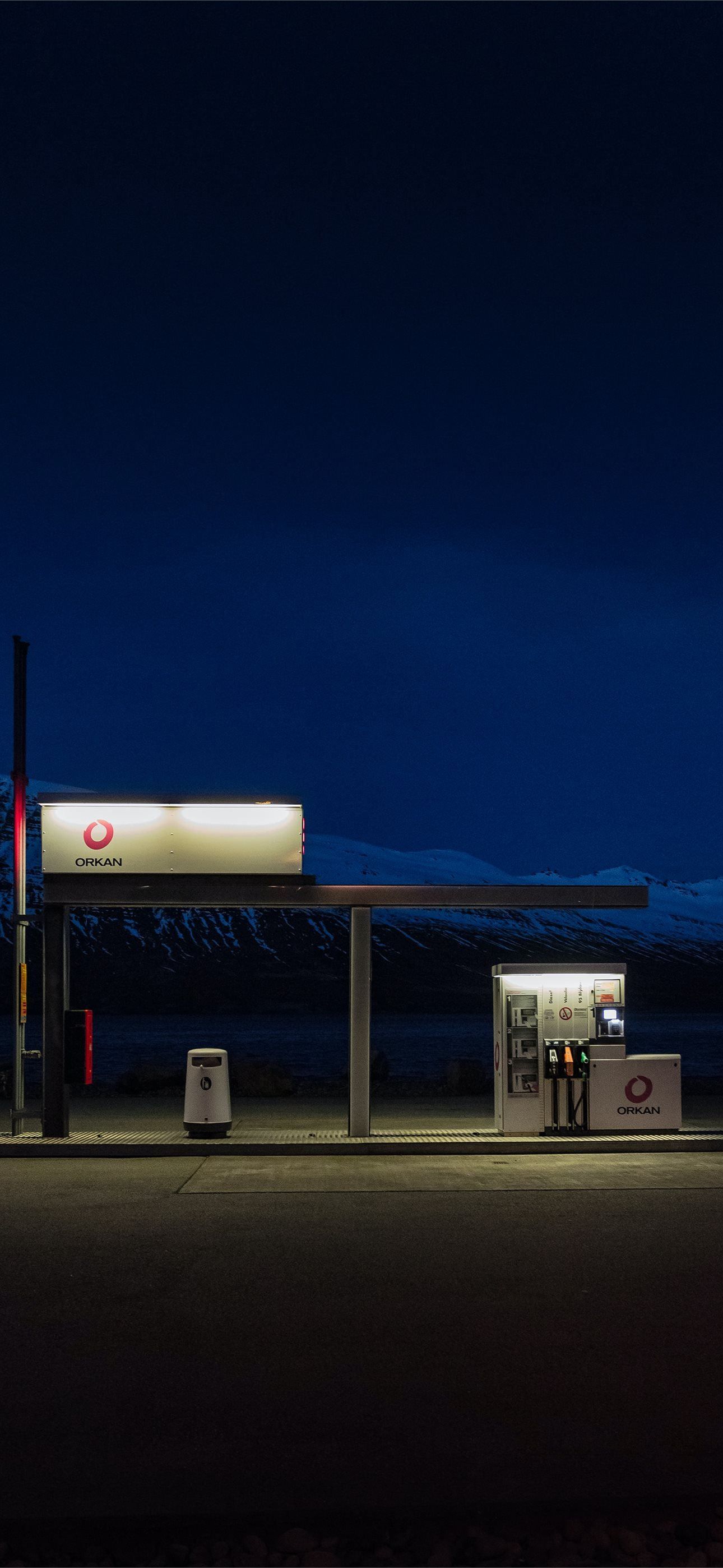 1290x2796 gasoline station during nighttime iPhone Wallpaper Free Download