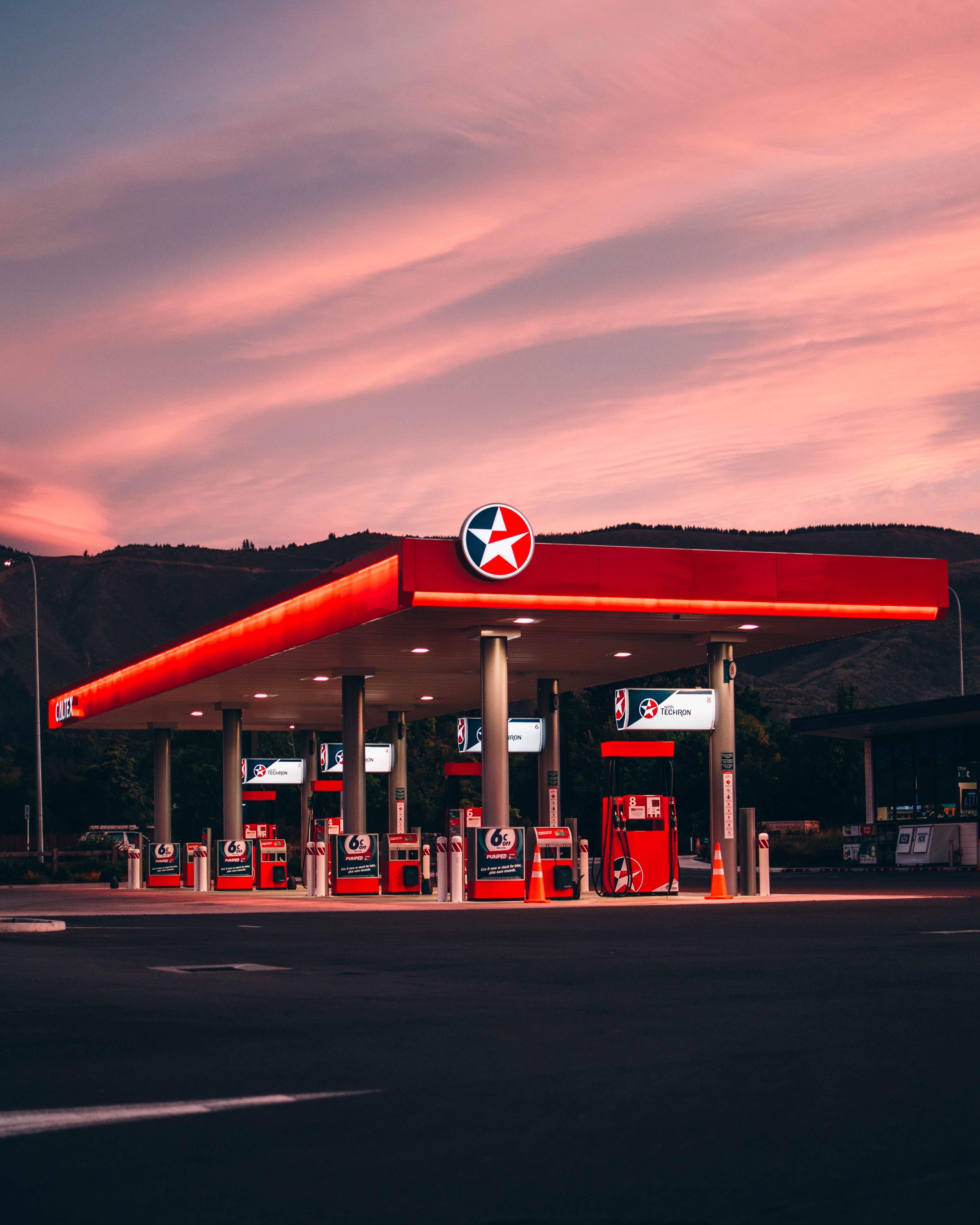 4000x5000 Red Caltex Gas Station during Golden Hour · Free