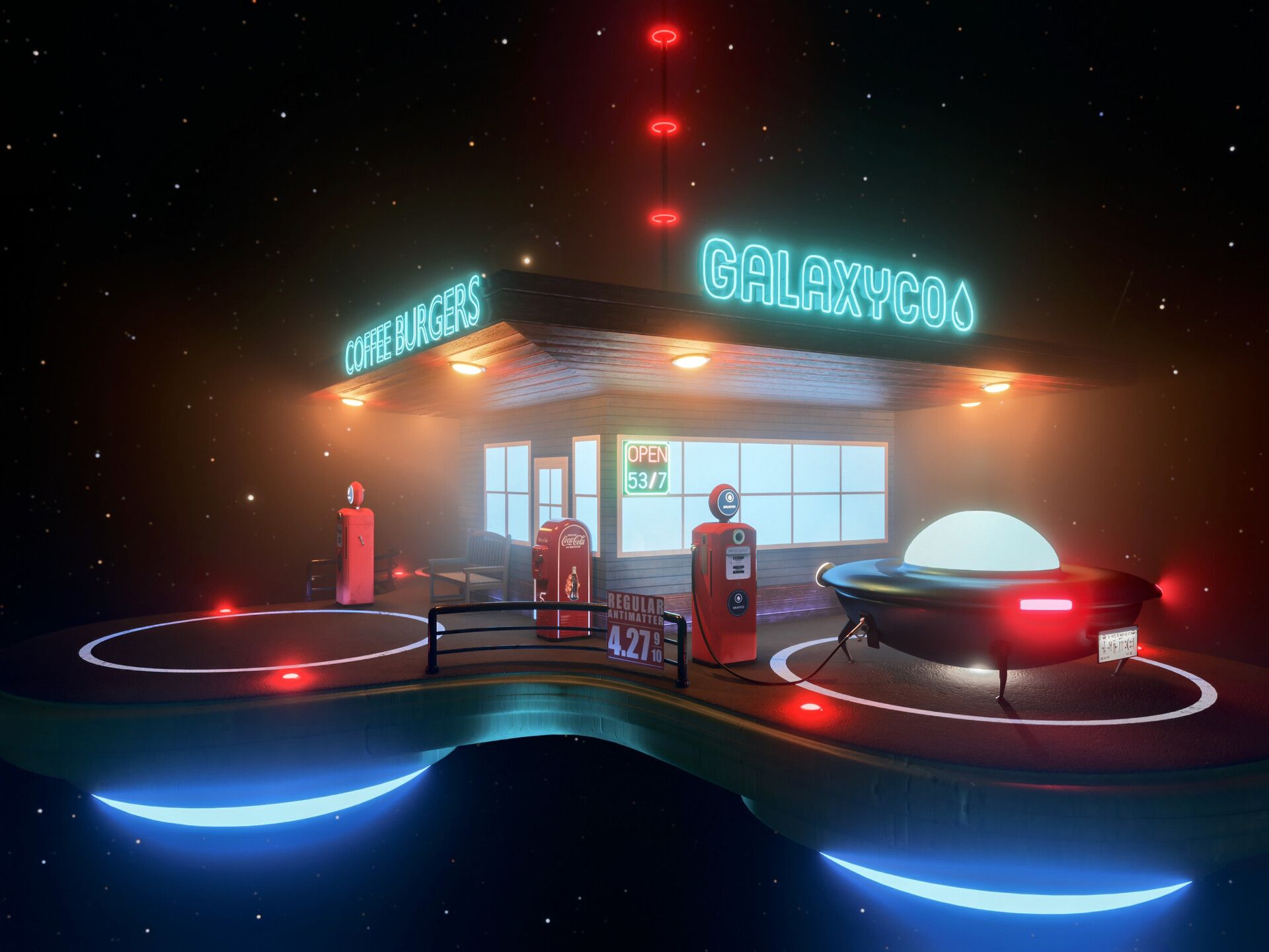 1920x1440 Space gas station
