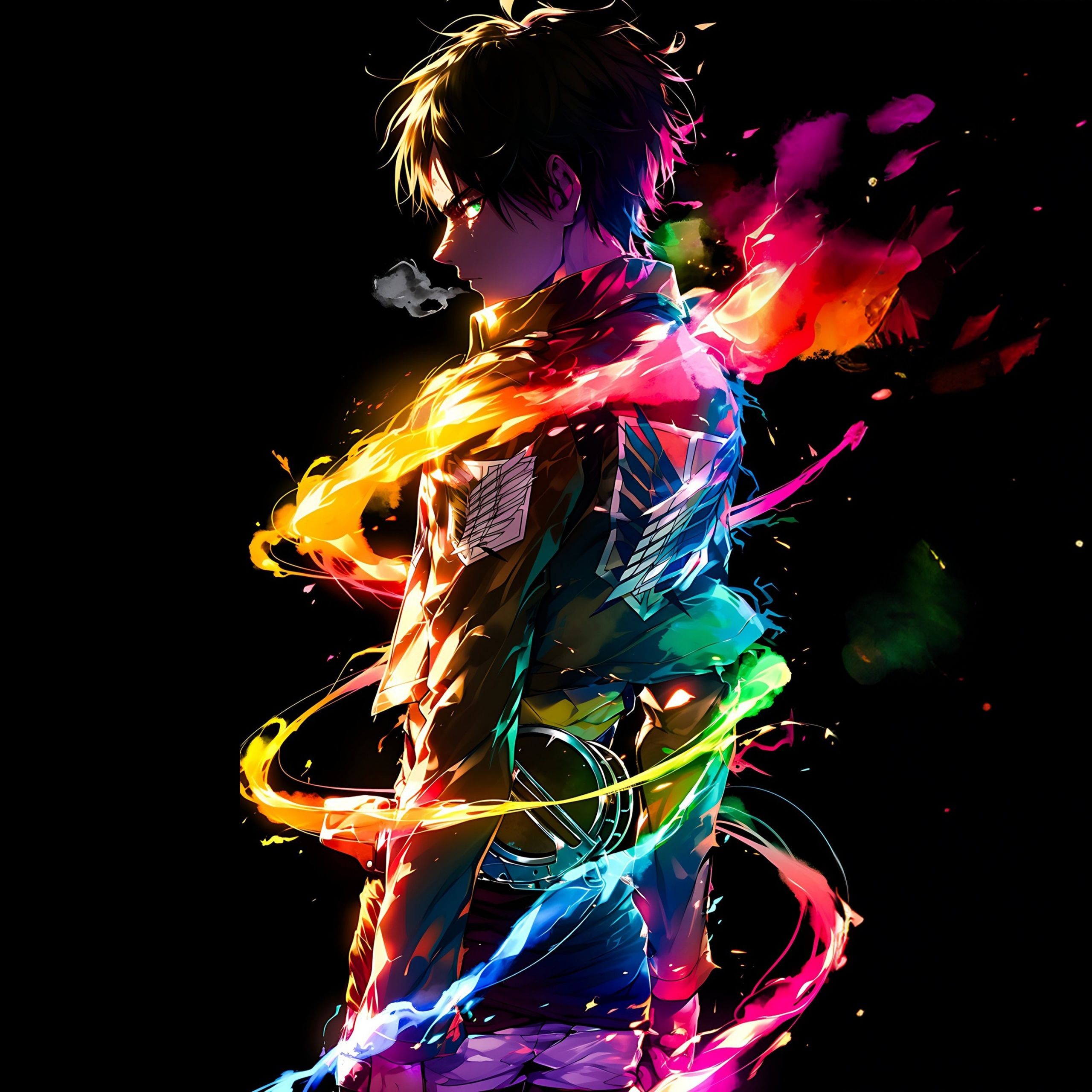 2560x2560 Eren Yeager AMOLED Digital Art 5K Wallpaper