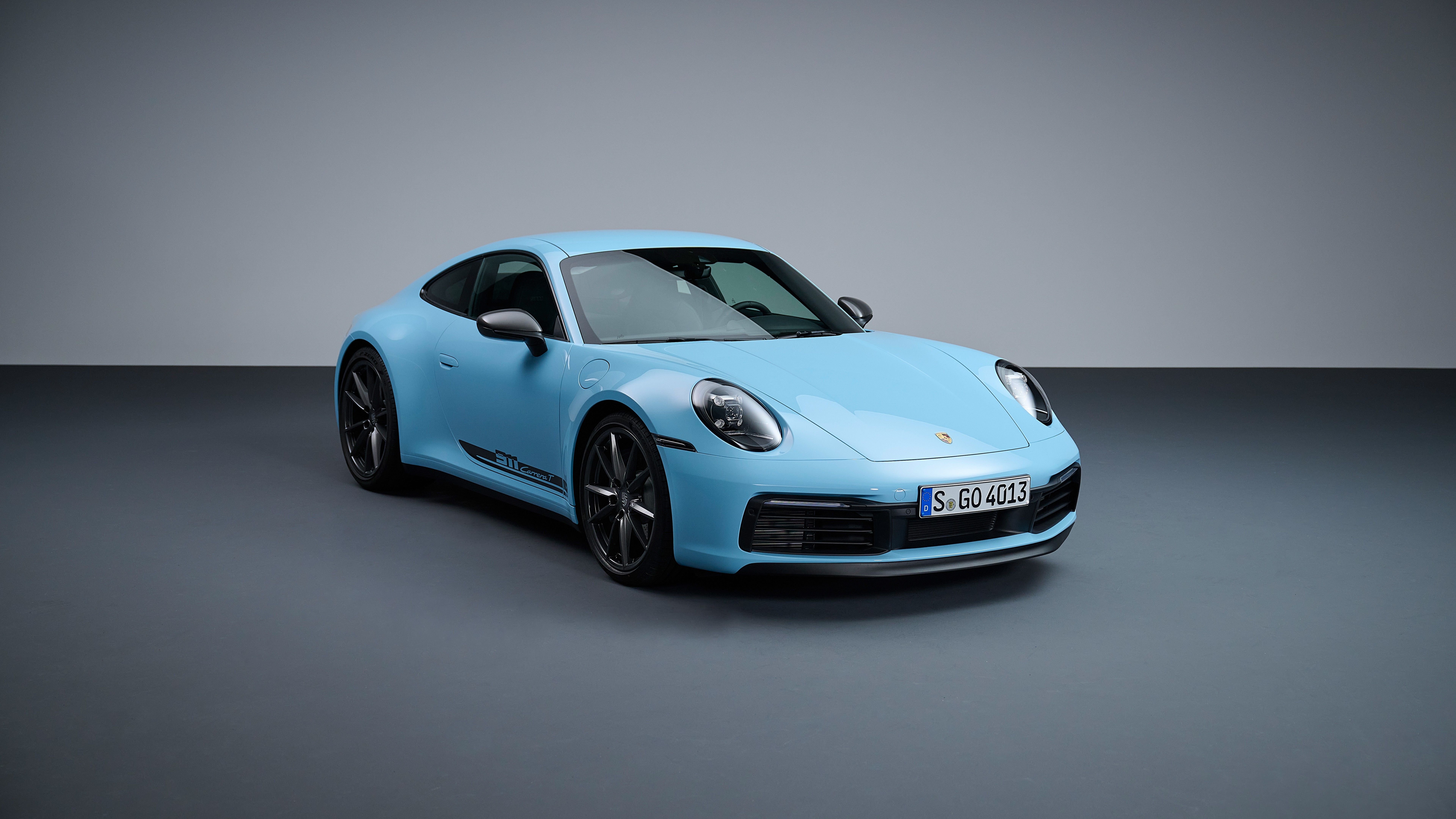 7680x4320 Light Blue Porsche 911 Carrera T 2022 Car 4K 8K HD Cars Wallpaper