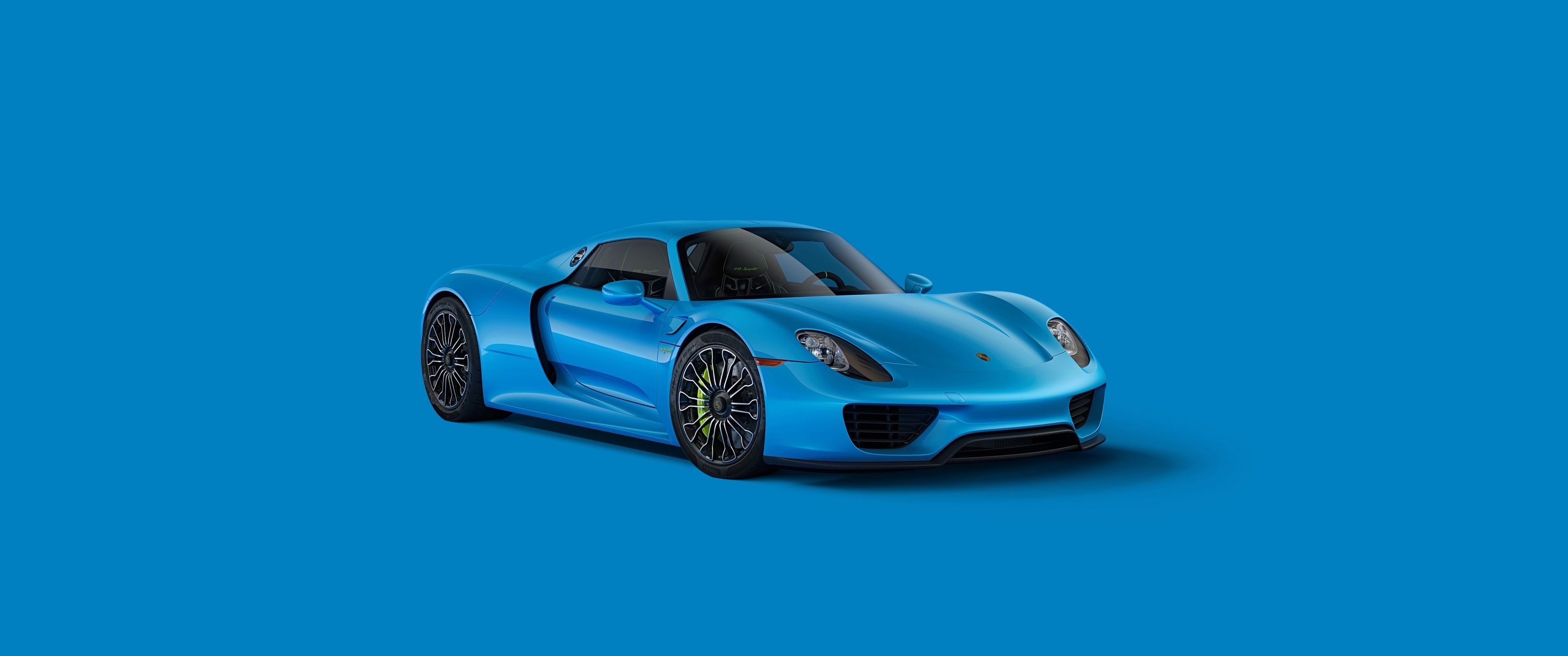 3440x1440 Porsche 918 Spyder Wallpaper 4K, Blue aesthetic, CGI