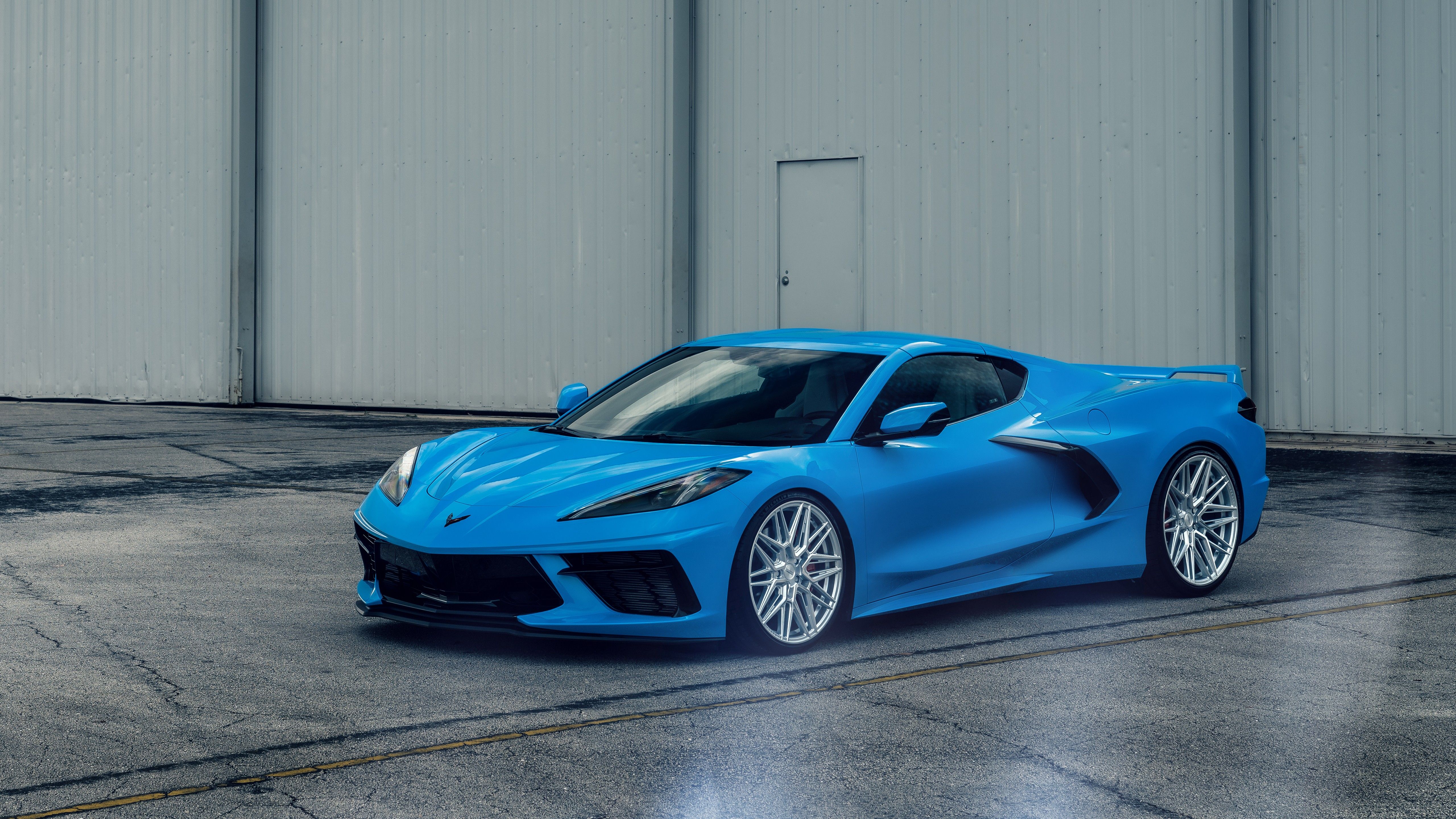 5120x2880 Light, Blue, Chevrolet, Corvette, Car, C8 4K 5K HD Cars Wallpaper