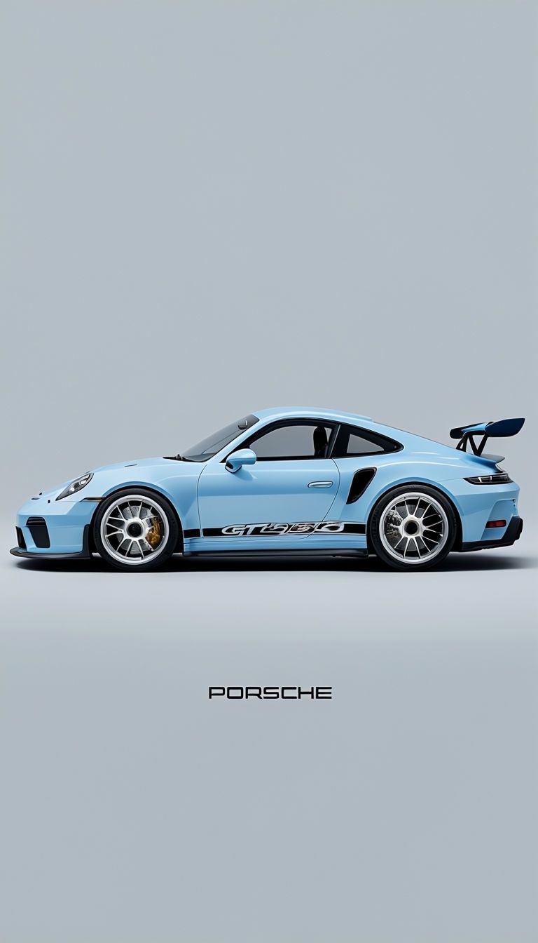 768x1344 Sleek Light Blue Porsche 911 GT3 Side Profile Mobile Wallpaper