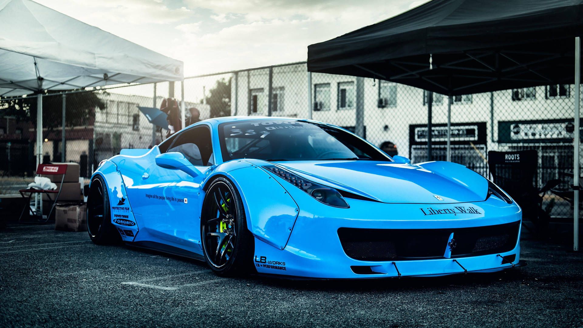 1920x1080 Light Blue Sports Car Wallpaper