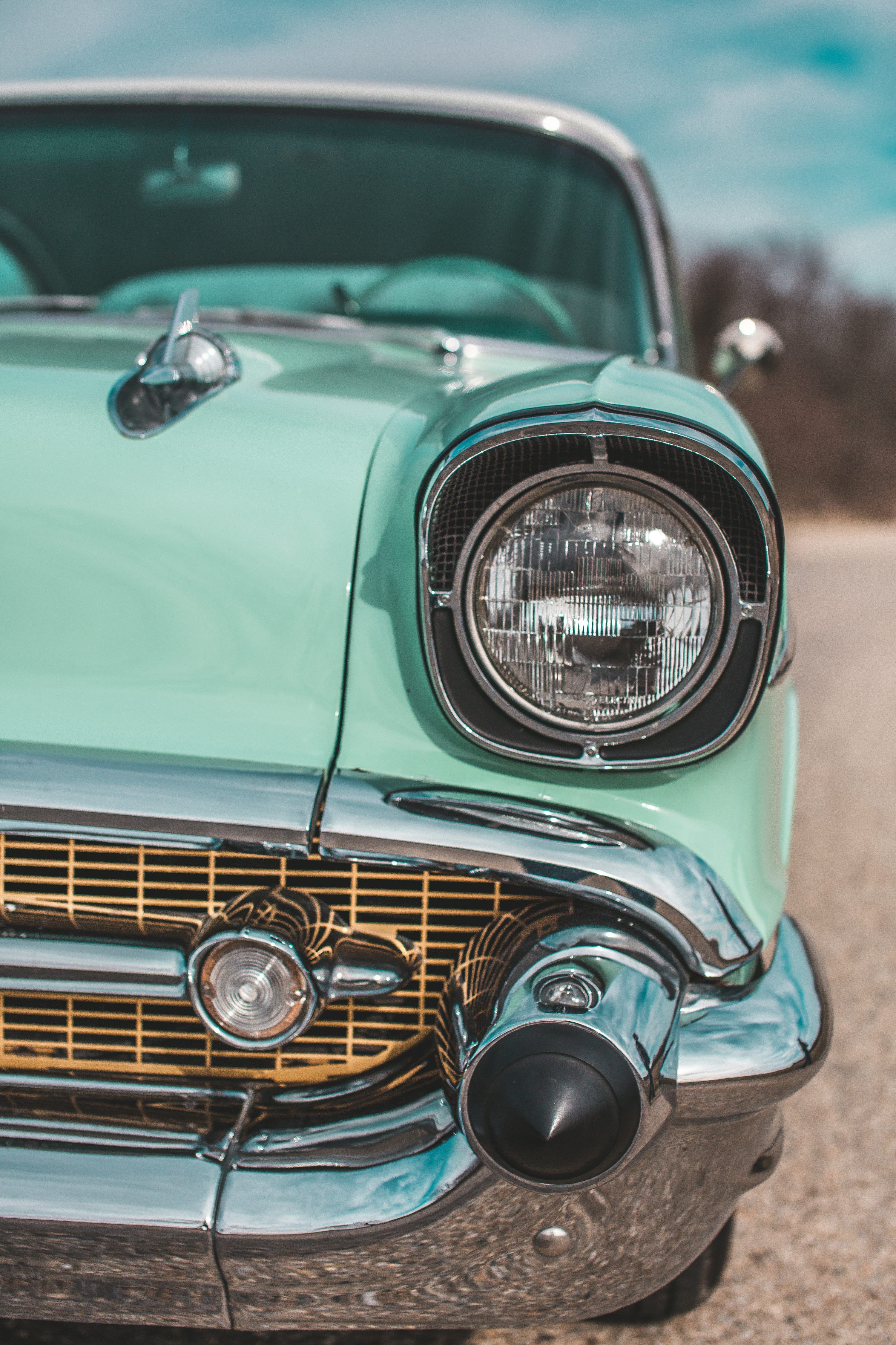 3000x4500 Close Up Photography Of Classic Teal Car Photo