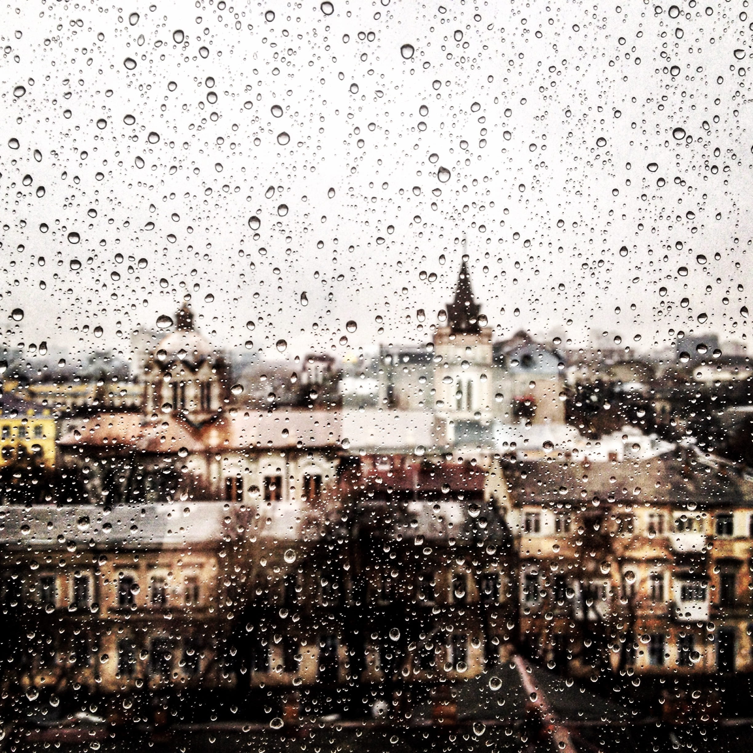 2448x2448 Royalty Free Photo: Houses Under Rainy Skies