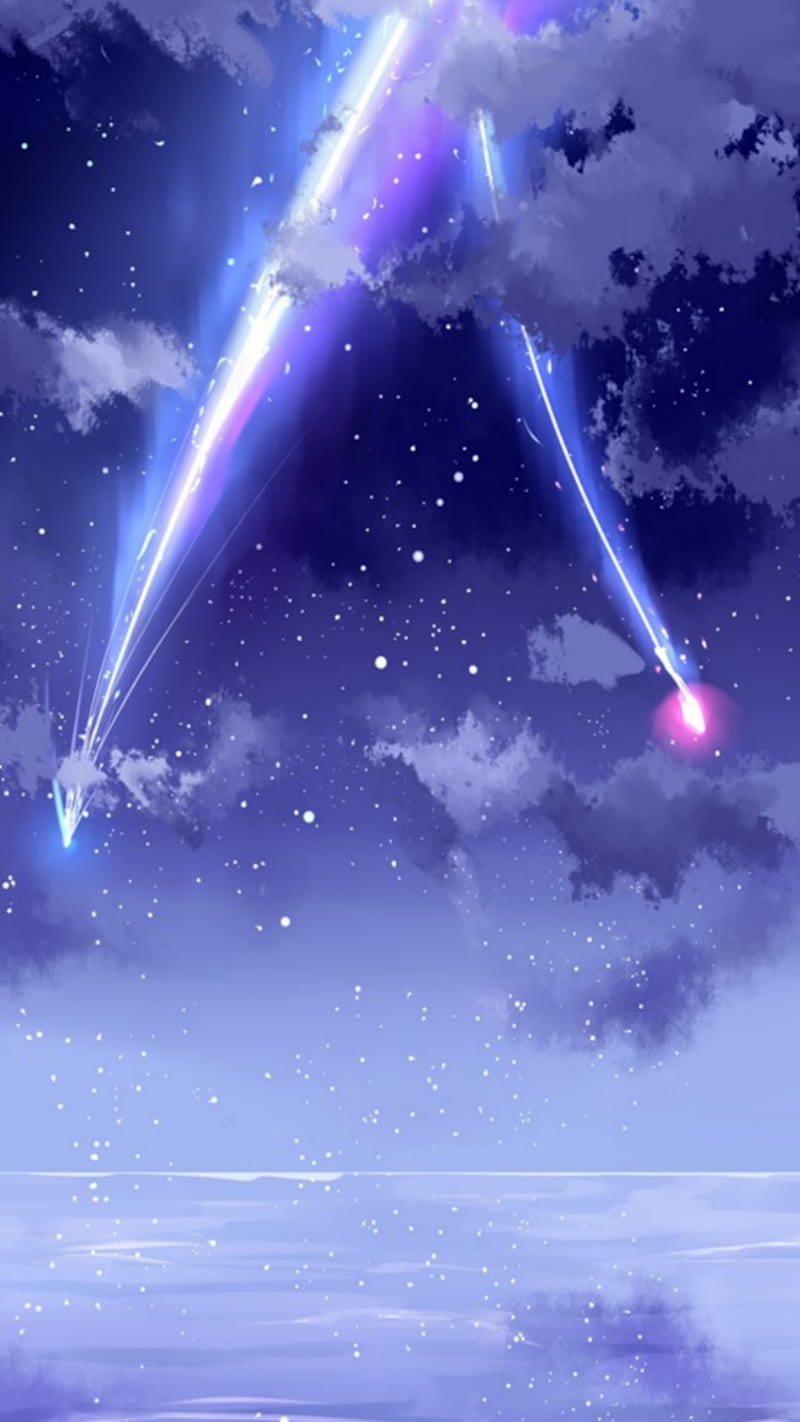 800x1422 Anime, galaxy, light, lights, nebula, northern, stars, storm, thunderstorm, your name, HD phone wallpaper