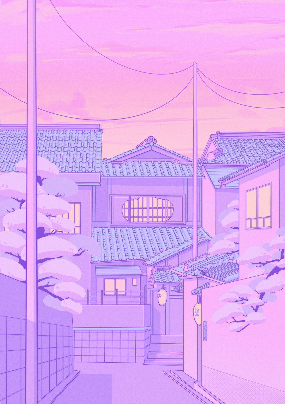 1000x1417 Aesthetic Pastel Purple Anime iPad Wallpaper
