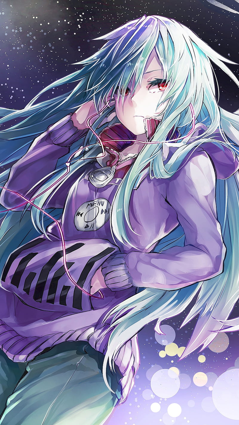 800x1424 anime, music, purple, HD phone wallpaper