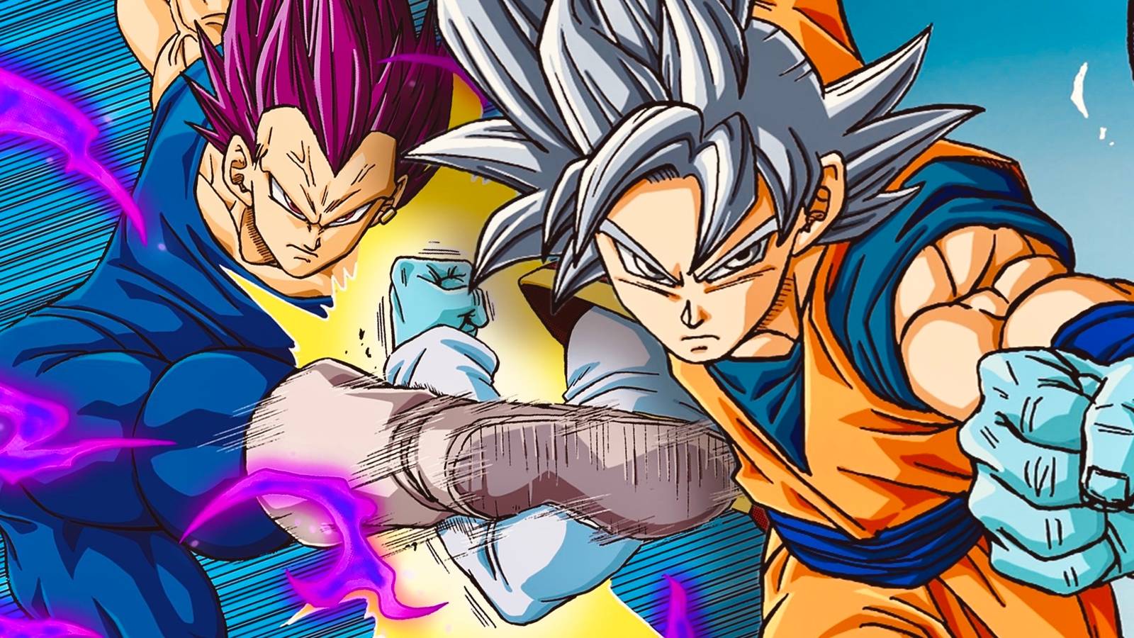 1600x900 Ultra Instinct Goku & Ultra Ego Vegeta Fight For 1st Time in New Dragon Ball Super Art