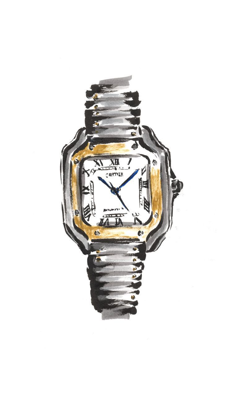 736x1308 Cartier Santos two tone watch art luxury watch