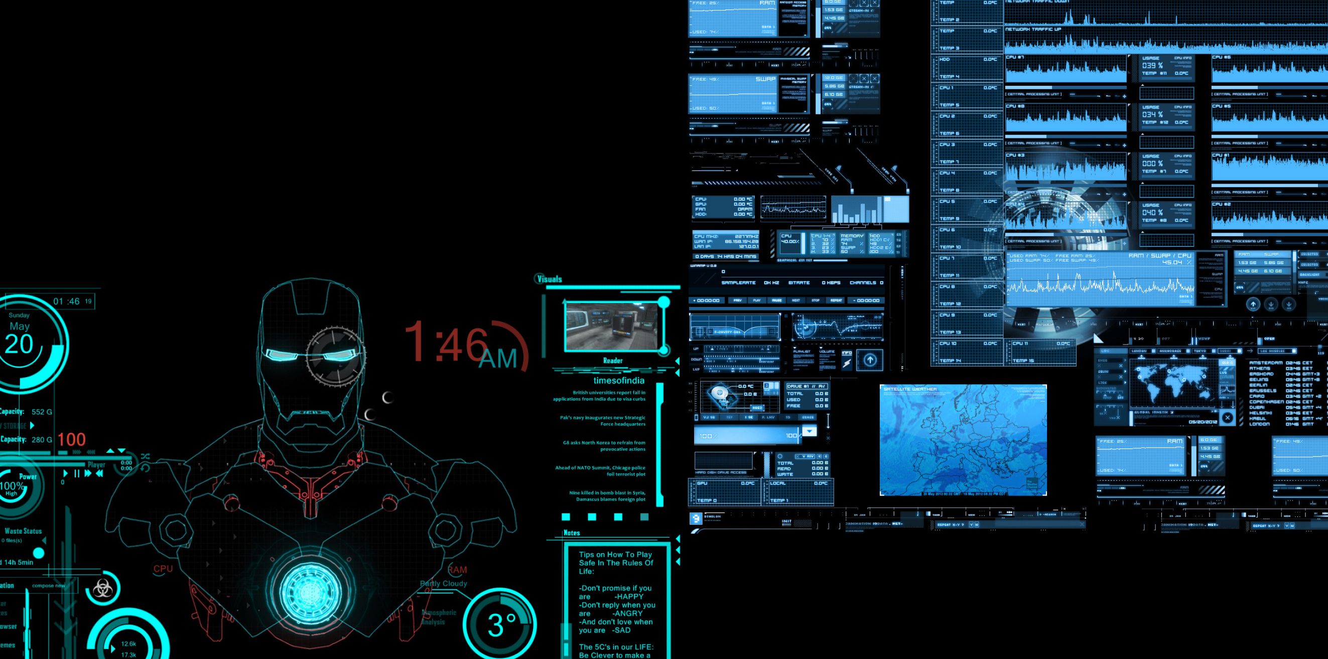 2646x1314 Jarvis (Iron Man) Wallpaper