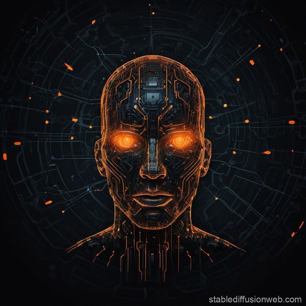1024x1024 Dark AI Theme Wallpaper with J.A.R.V.I.S. Logo. Stable Diffusion Online