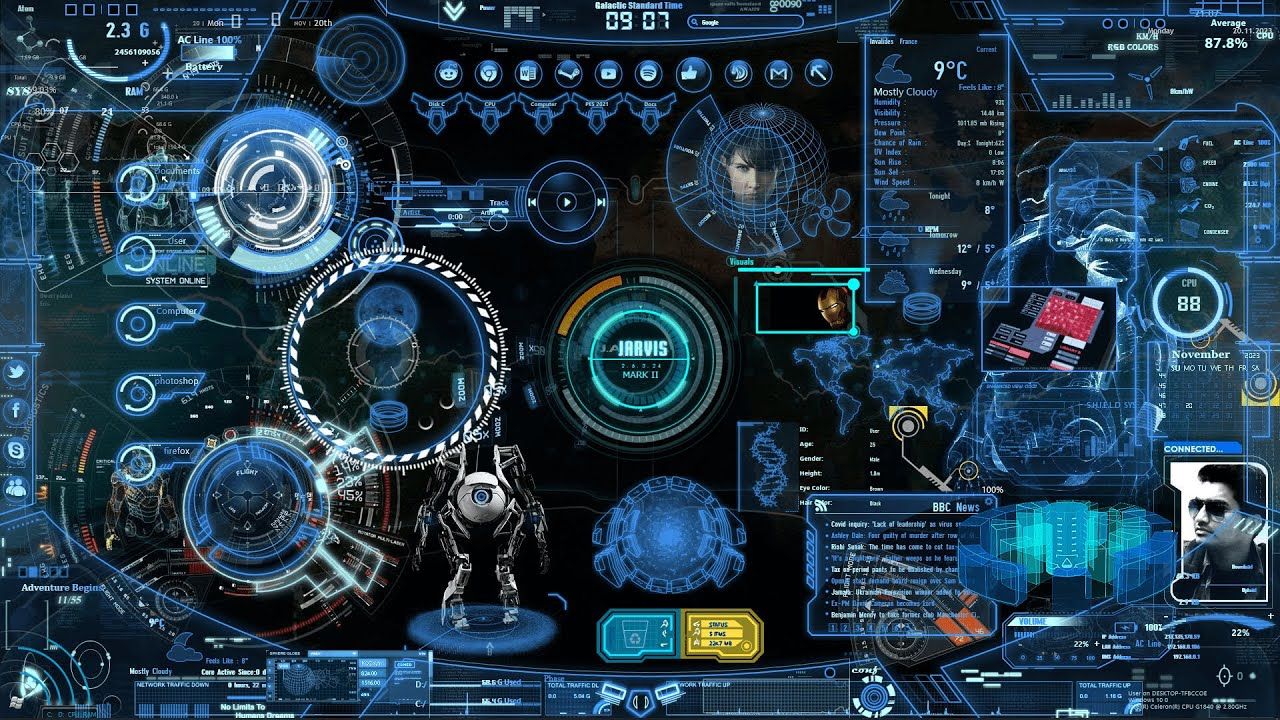 1280x720 KS JARVIS AI Customization For Windows 7 10 11 PC Laptop