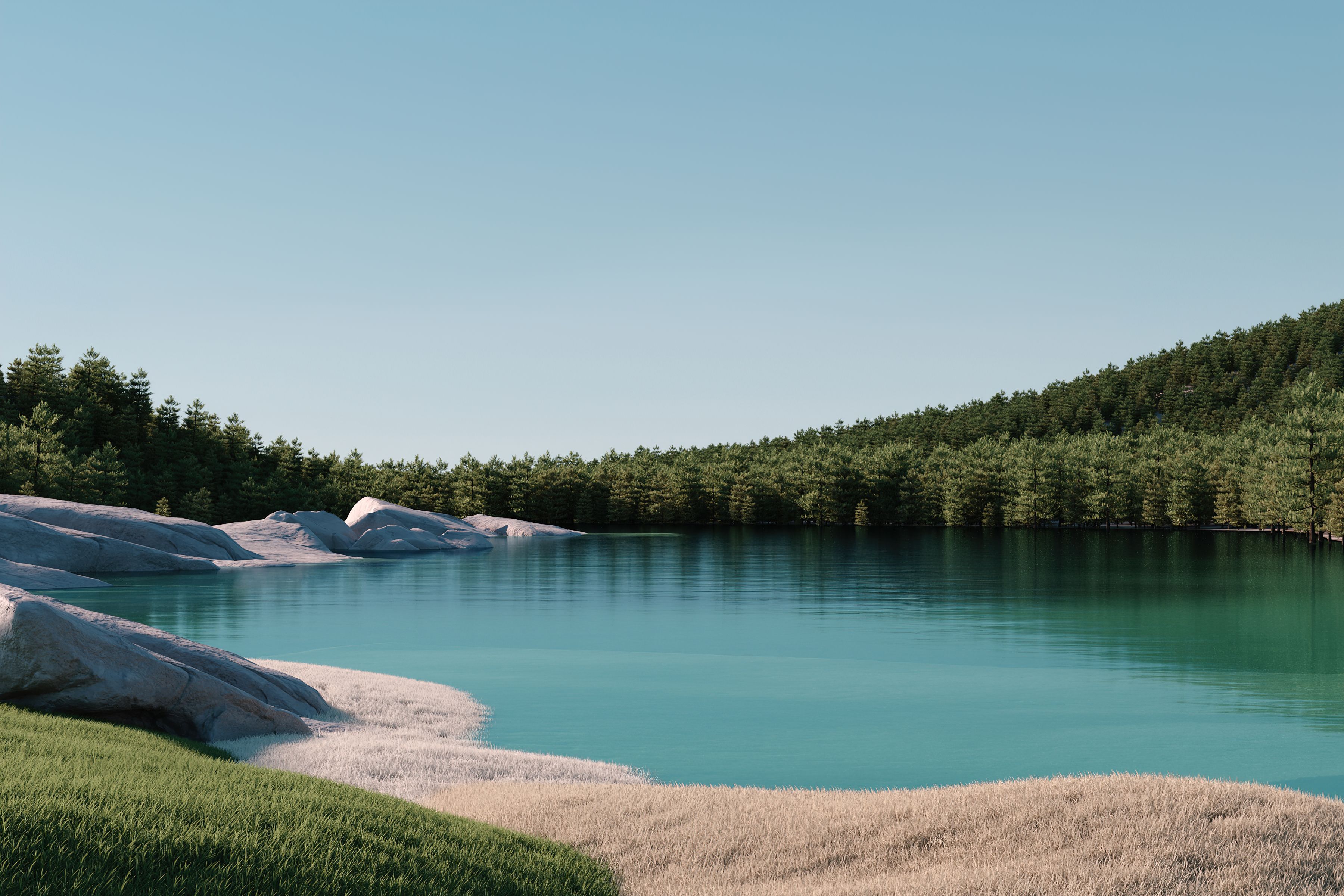 3600x2400 Windows 11 Wallpaper 4K, Lake, Landscape, Forest, Daytime