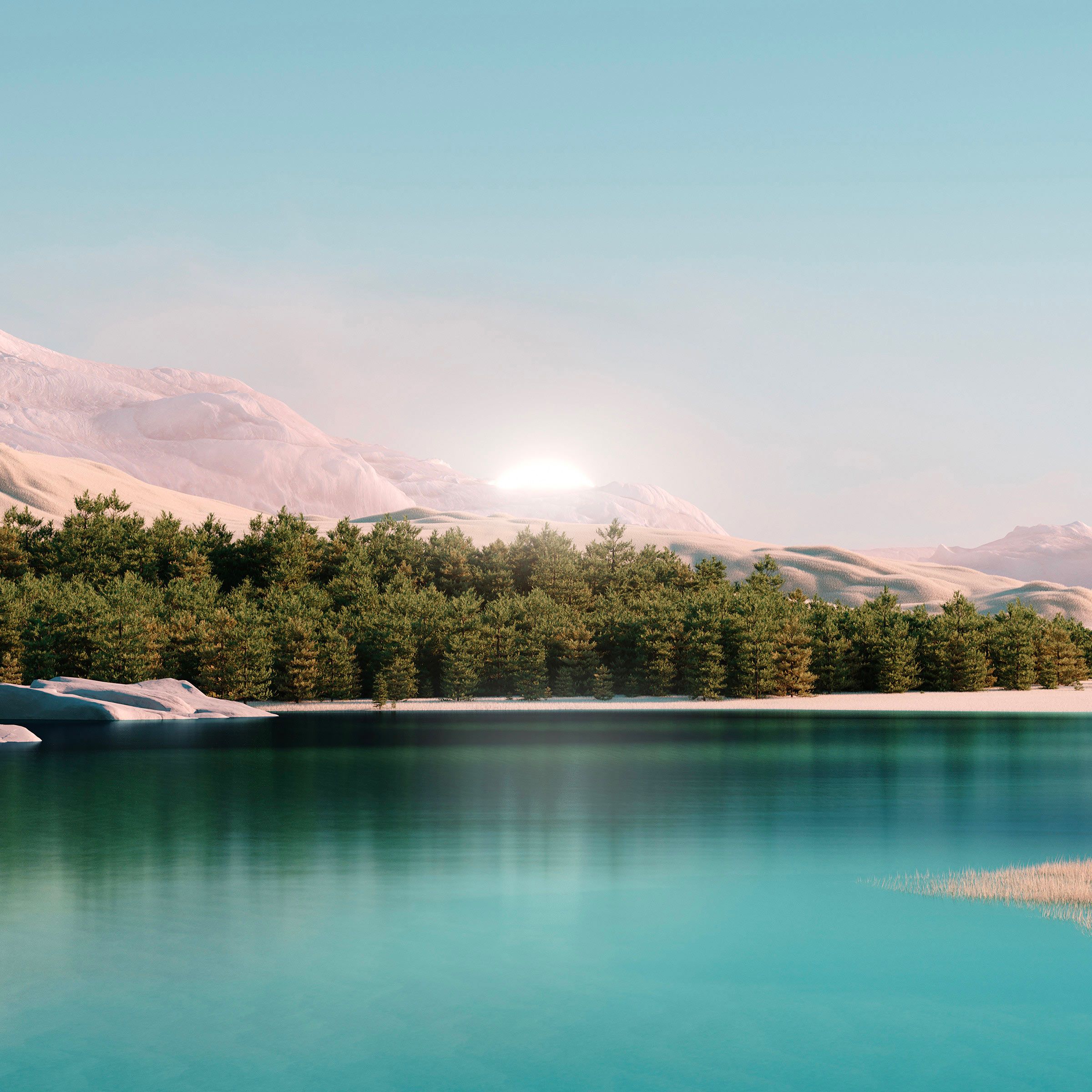 2400x2400 Windows 11 Landscape Stock Wallpaper