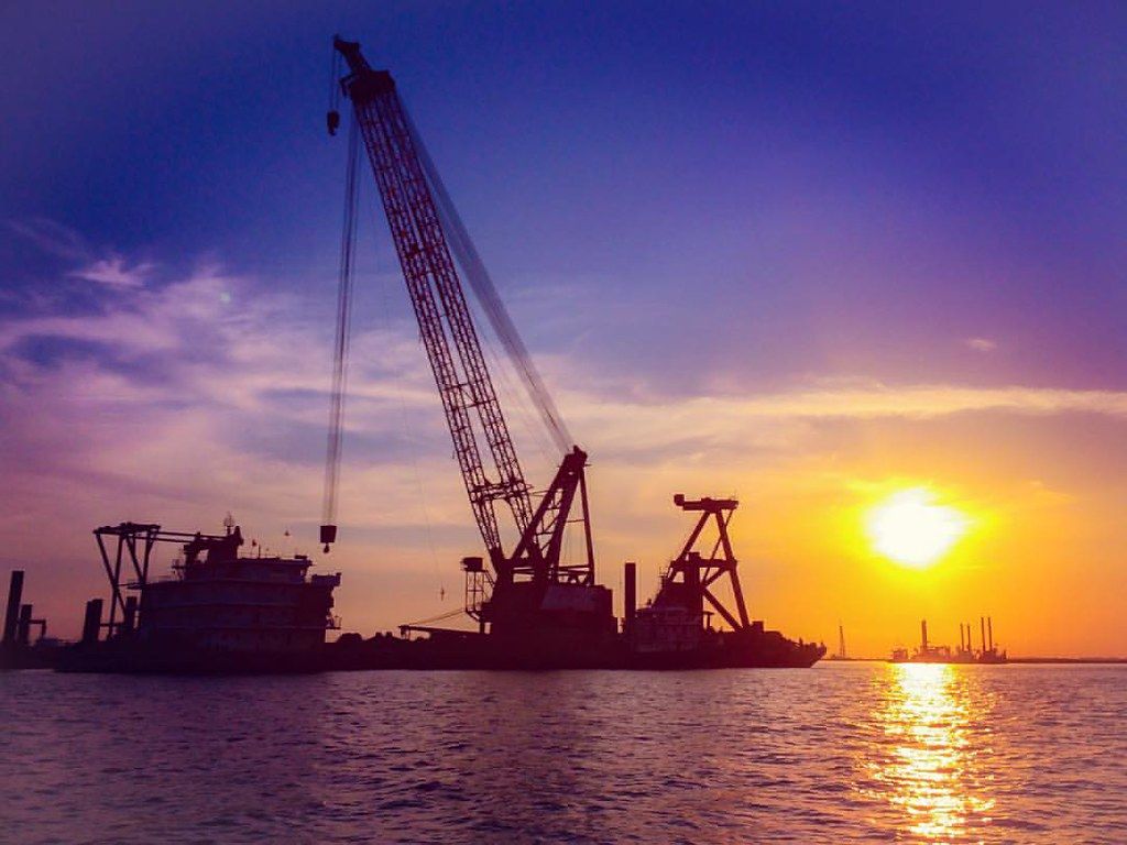 1024x768 summer #evening #at #padma #bridge #project #blue #sky #r
