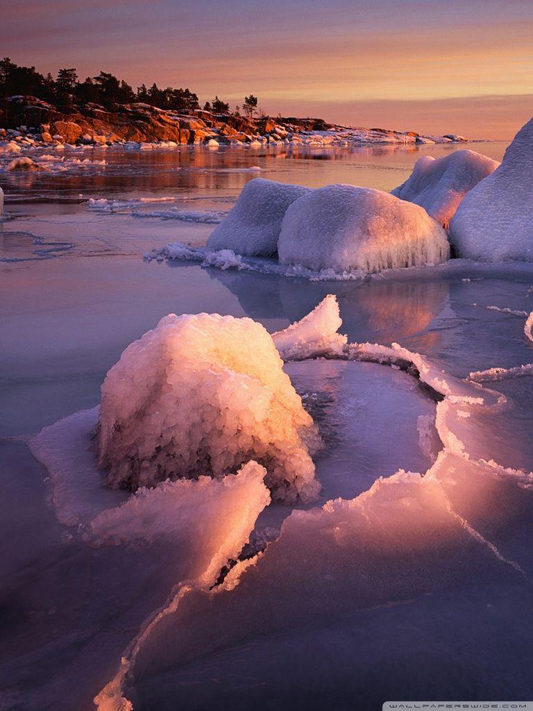 768x1024 Winter, Botnic Sea, Langvind, Sweden Ultra HD Desktop Background