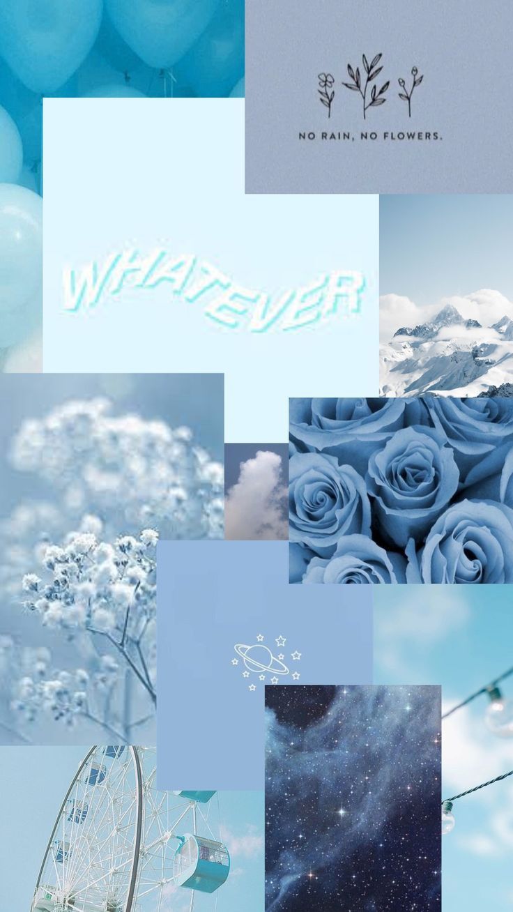 736x1308 Blue Aesthetic Collage iPhone Wallpaper