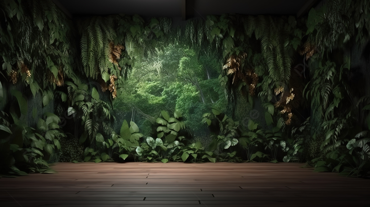 1200x673 Interior Background With Forest Leaves Texture In 3D Rendering, Plant Wall, 3D Plant, Forest Texture Background Image And Wallpaper for Free Download