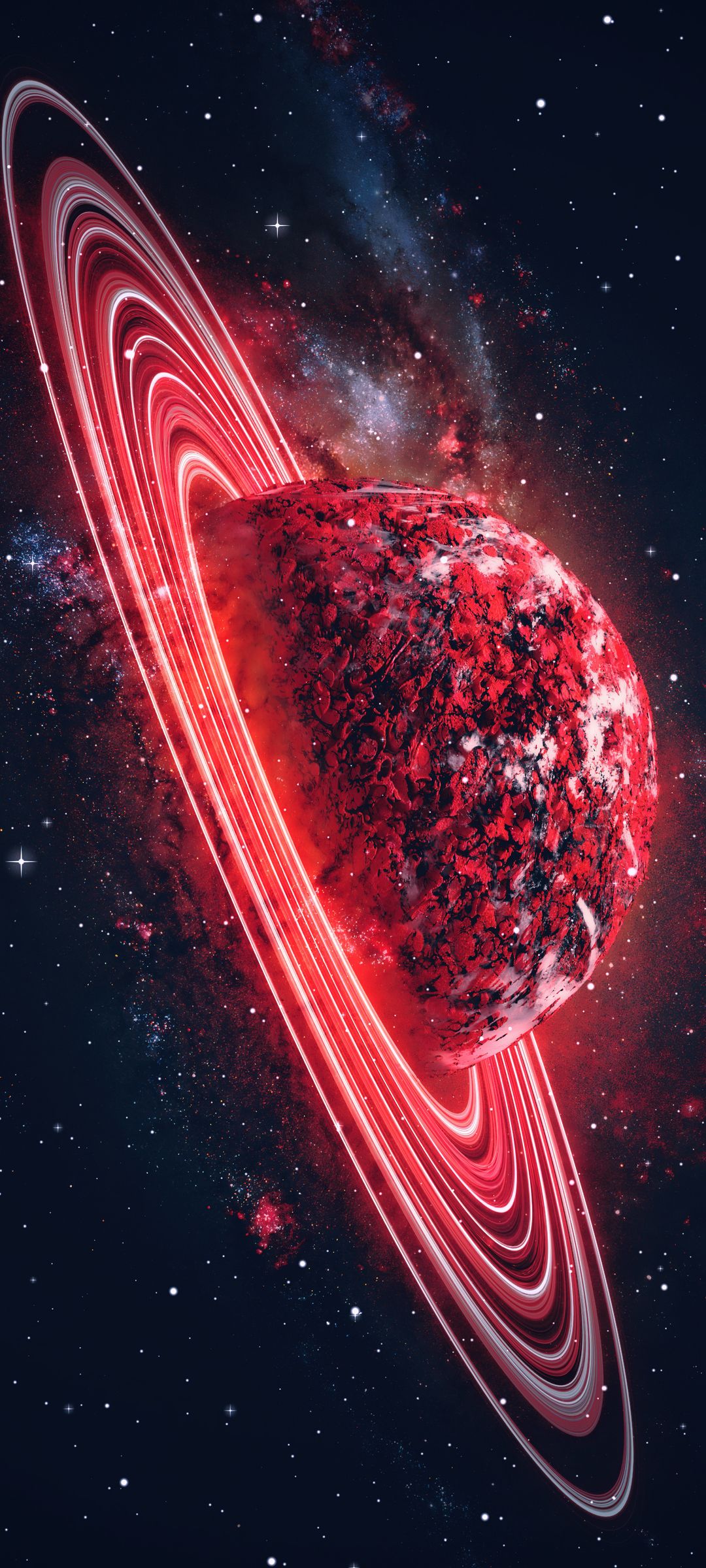 1080x2400 Download Red Planet, Saturn, Graphic arts, Planet Wallpaper in 1080x2400 Resolution