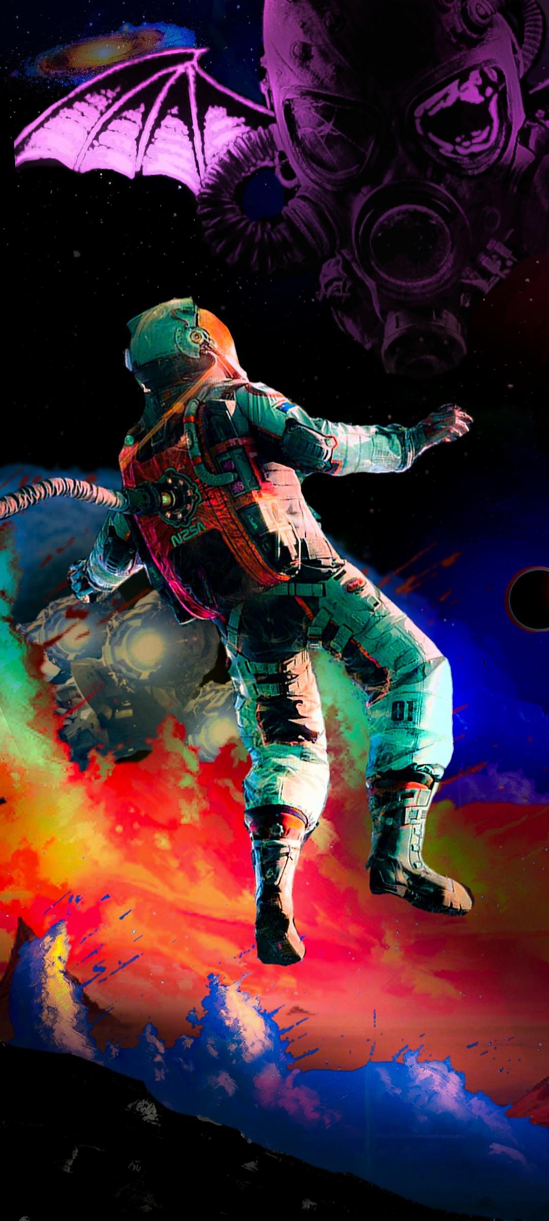 1080x2400 OC 1080x2400 mobile wallpaper- 'Deathbat in Space'