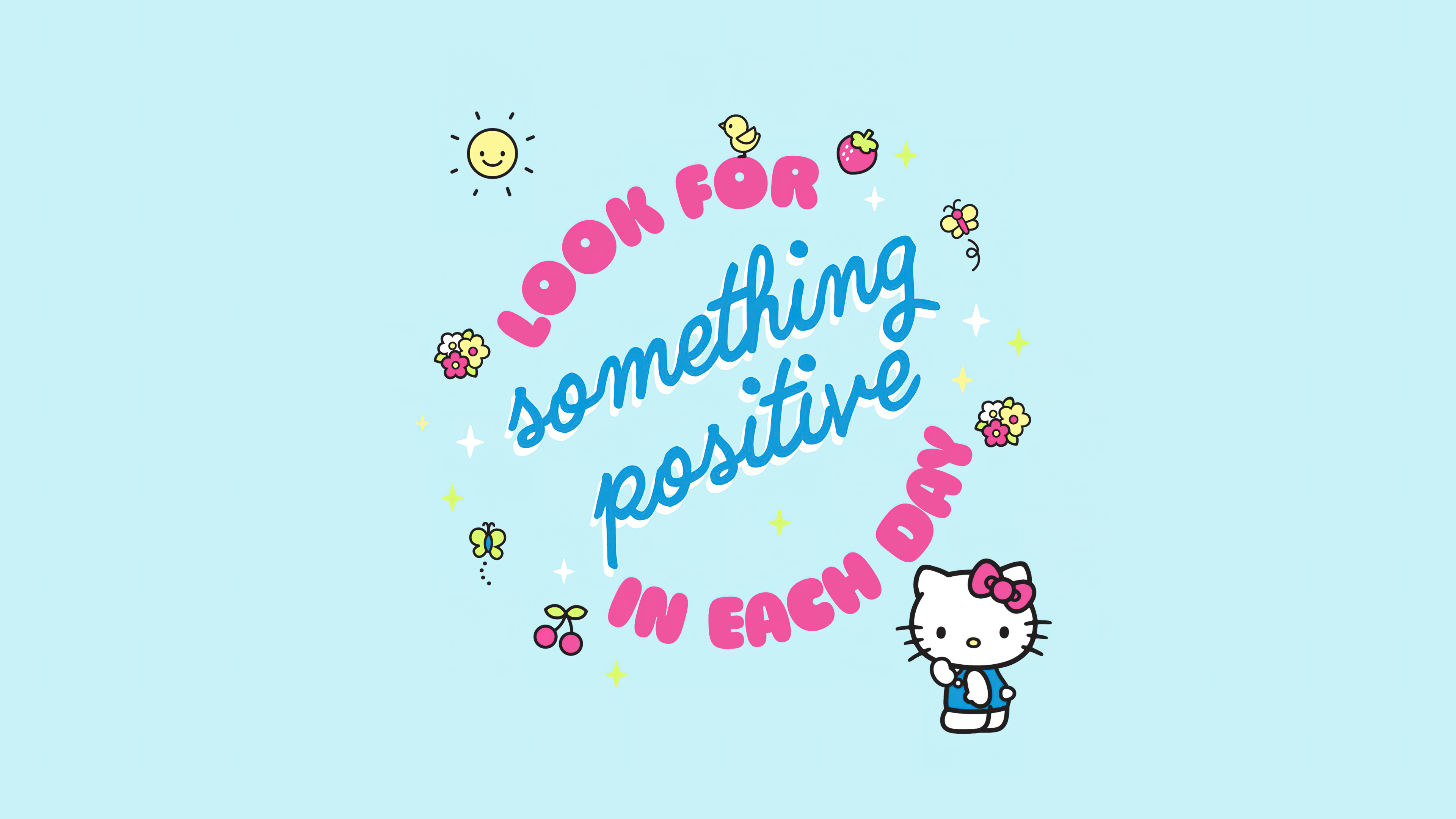 3840x2160 Something positive Wallpaper 4K, Hello kitty quotes