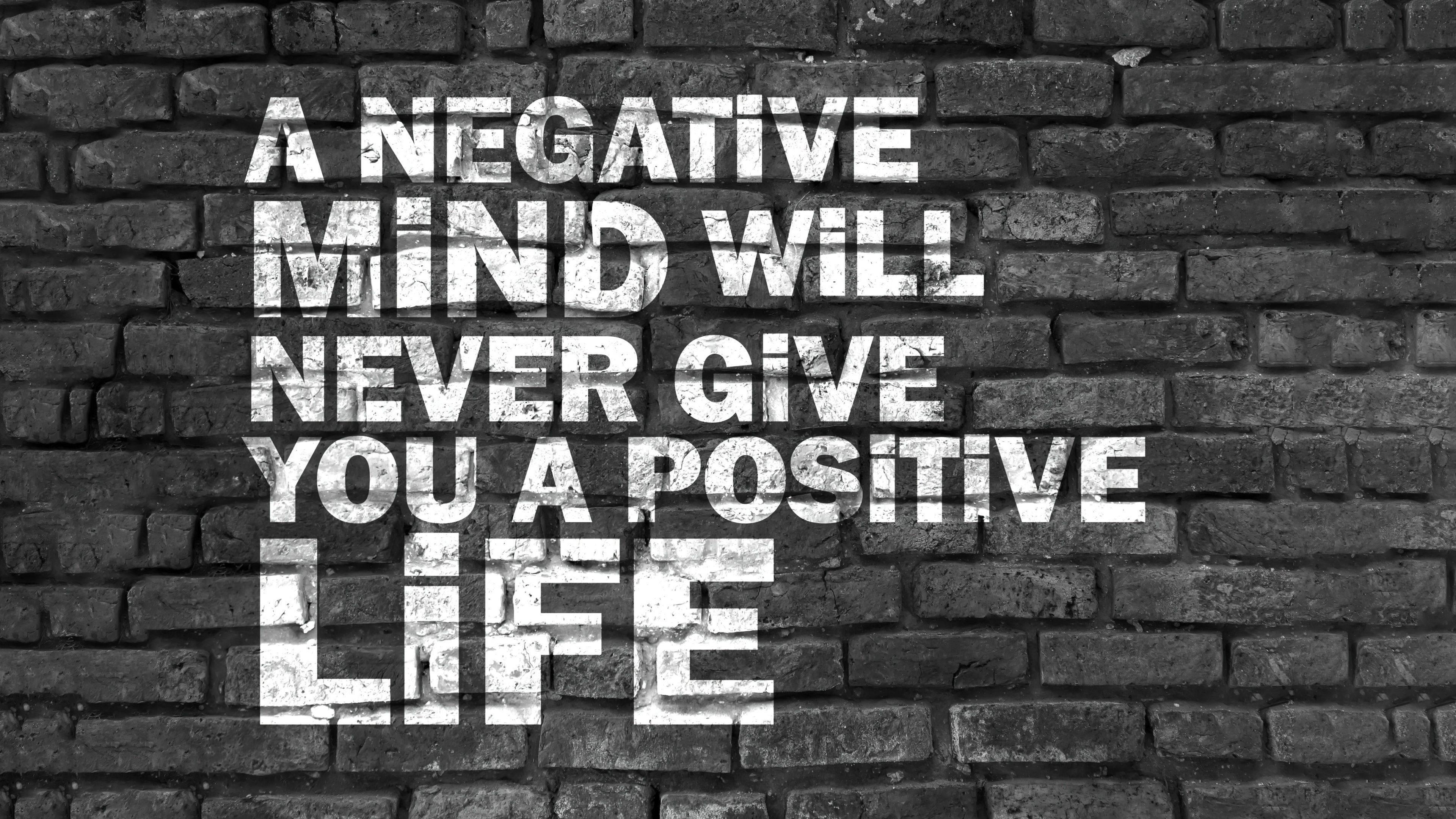 3840x2160 Positivity quotes Wallpaper 4K, Brick wall, Monochrome, 5K