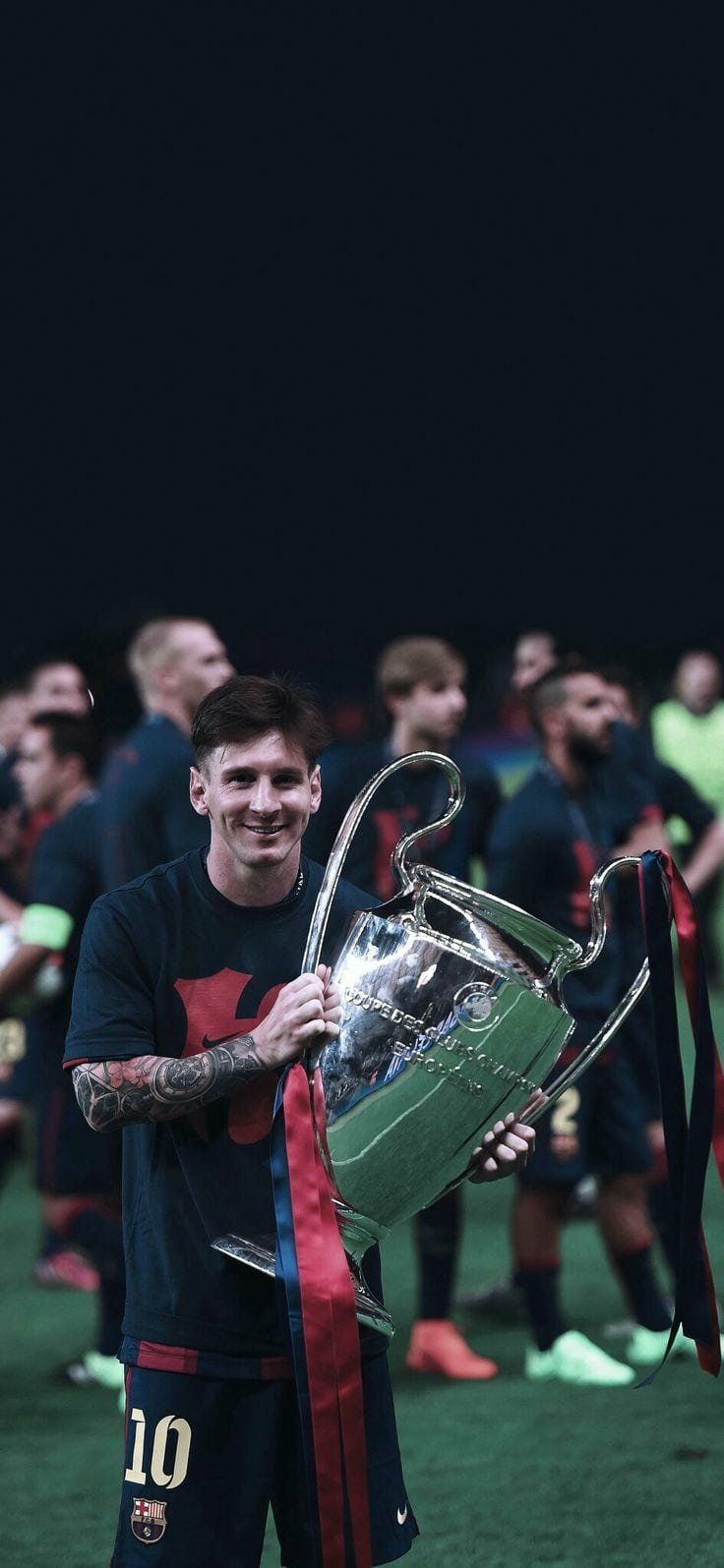 736x1595 FC Barcelona Triumph with UEFA Champions League Trophy Wallpaper