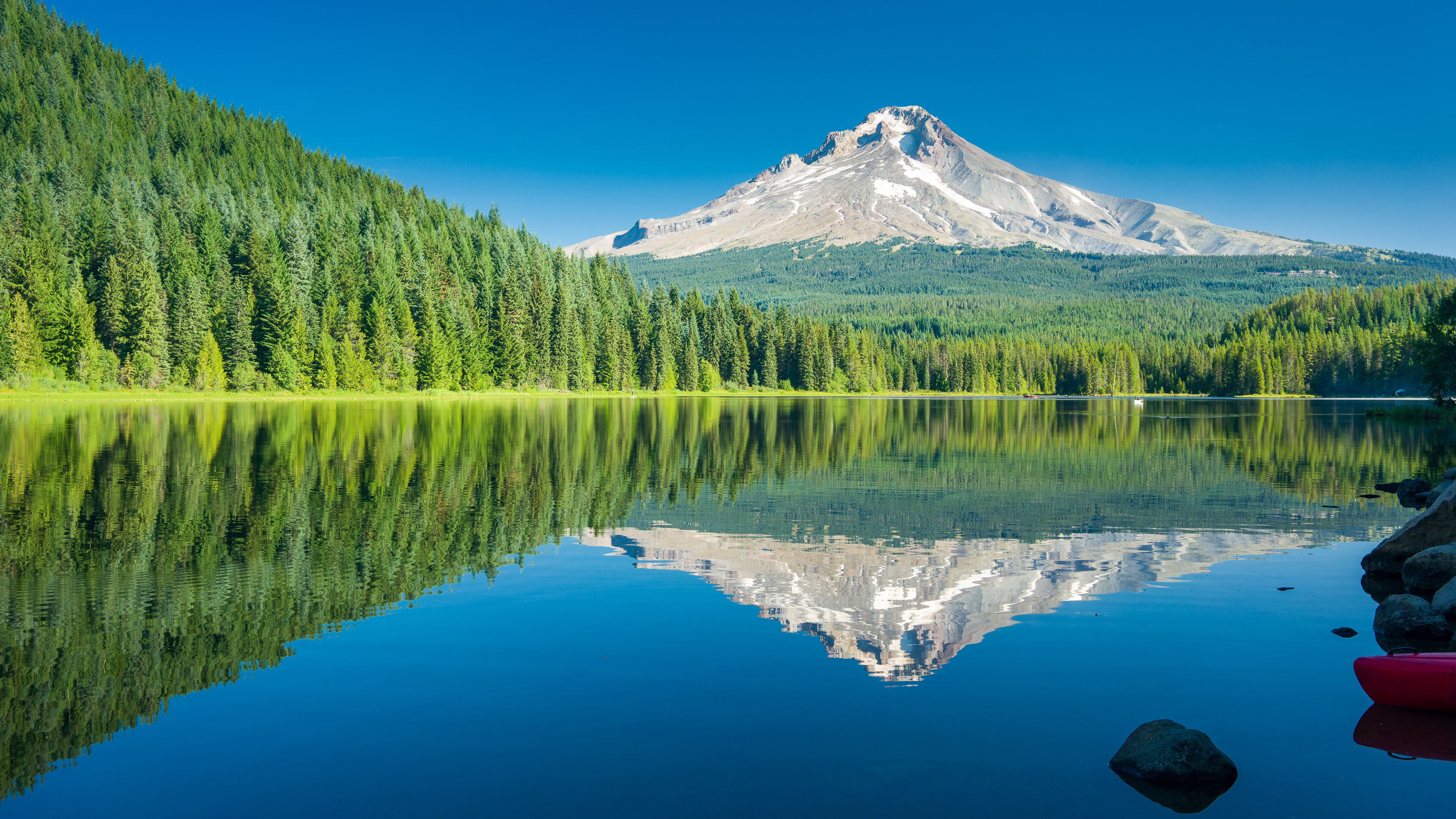 3840x2160 Forest Lake Mountain Nature Reflection 4K HD Nature Wallpaper