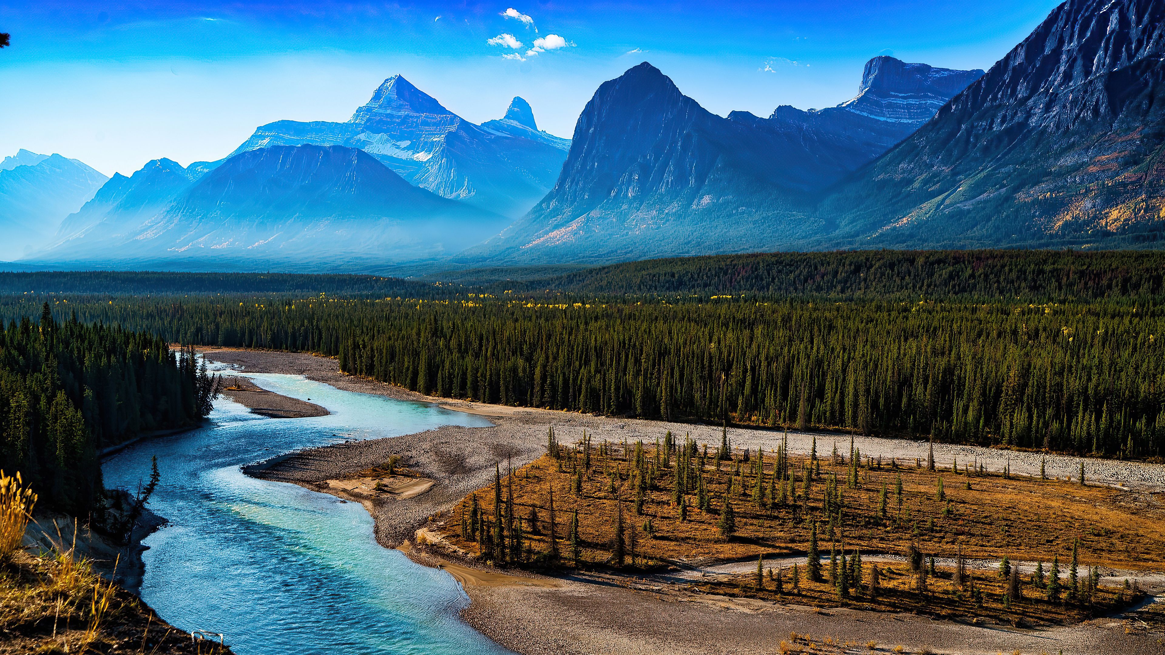 3840x2160 Forest Landscape Mountain Nature River Scenic 4K HD Nature Wallpaper