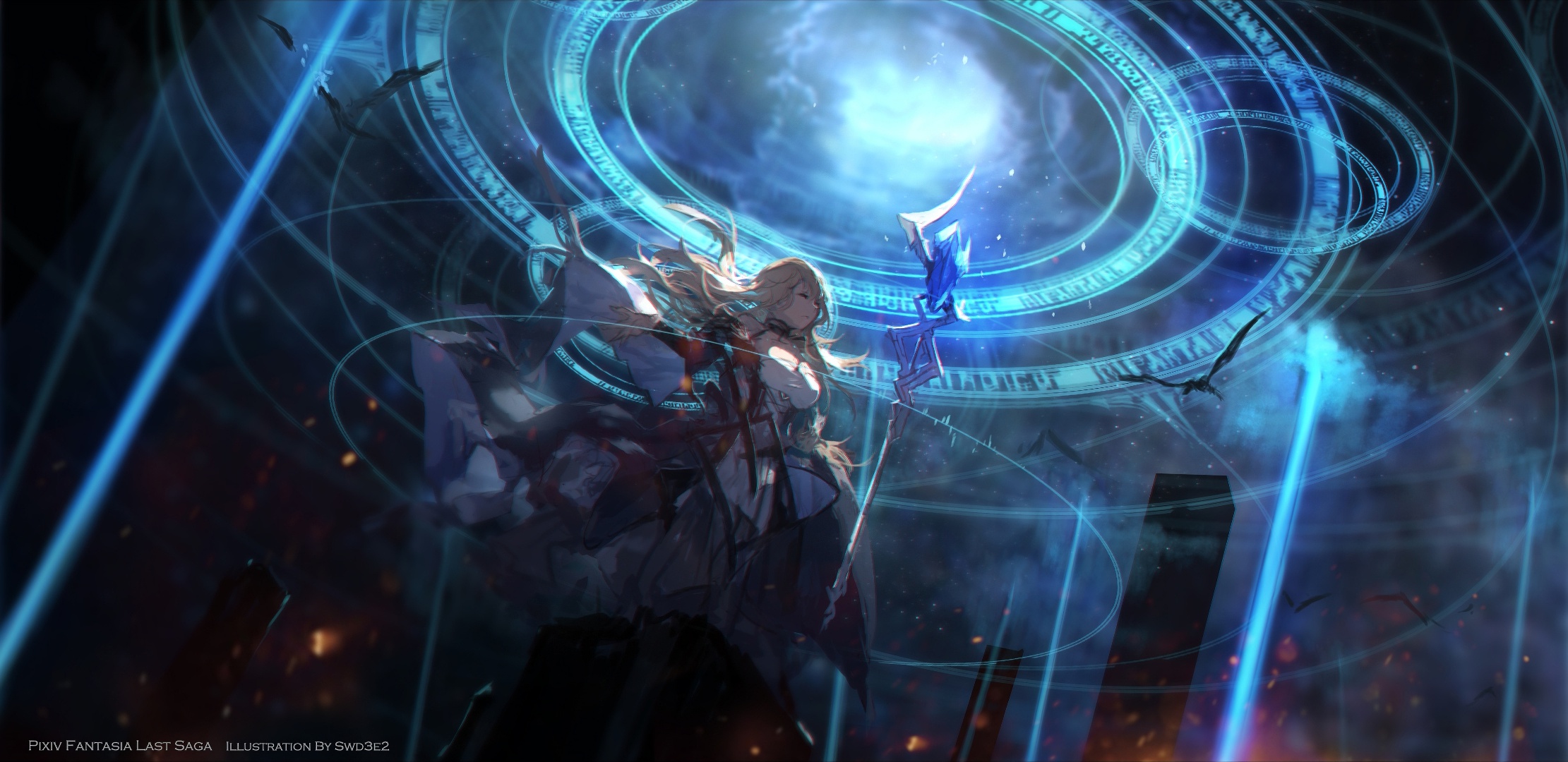 2221x1080 Wallpaper girl, magic, pixiv fantasia, Pixiv Fantasia Last Saga for mobile and desktop, section арт, resolution 2221x1080