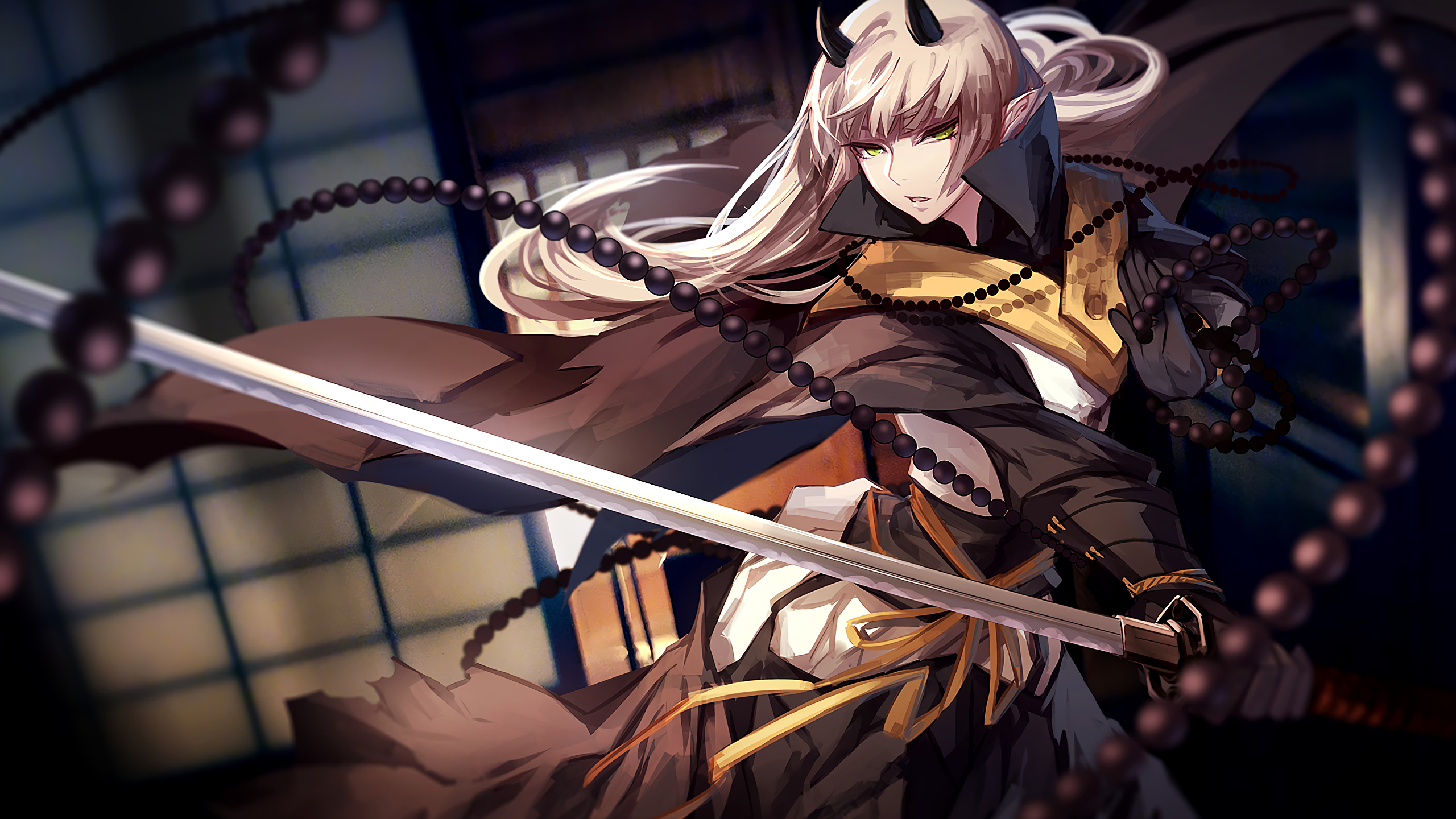2560x1440 Wallpaper girl, sword, art, pixiv fantasia for mobile and desktop, section прочее, resolution 2560x1440