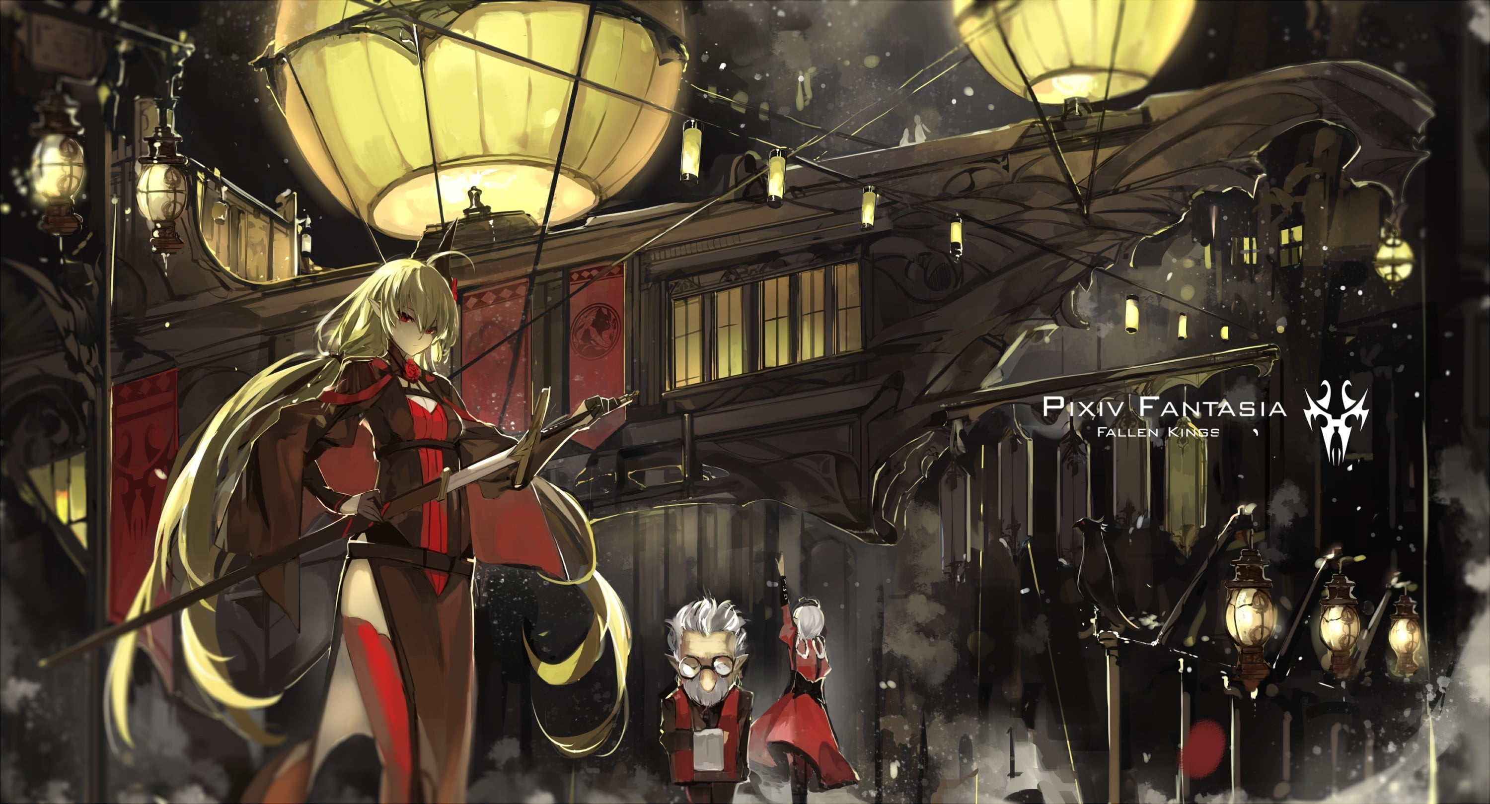 3000x1620 Pixiv Fantasia wallpaper, anime, Pixiv Fantasia: Fallen Kings, original characters, Armeechef HD wallpaper