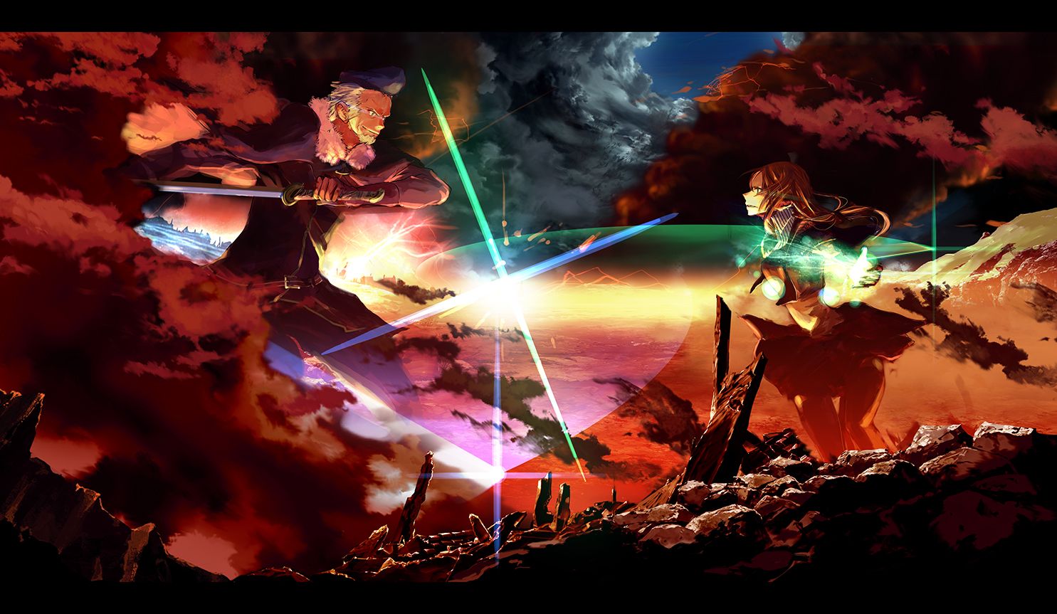 1485x863 Desktop wallpaper: Anime, Pixiv Fantasia 4K free download for PC. 553240
